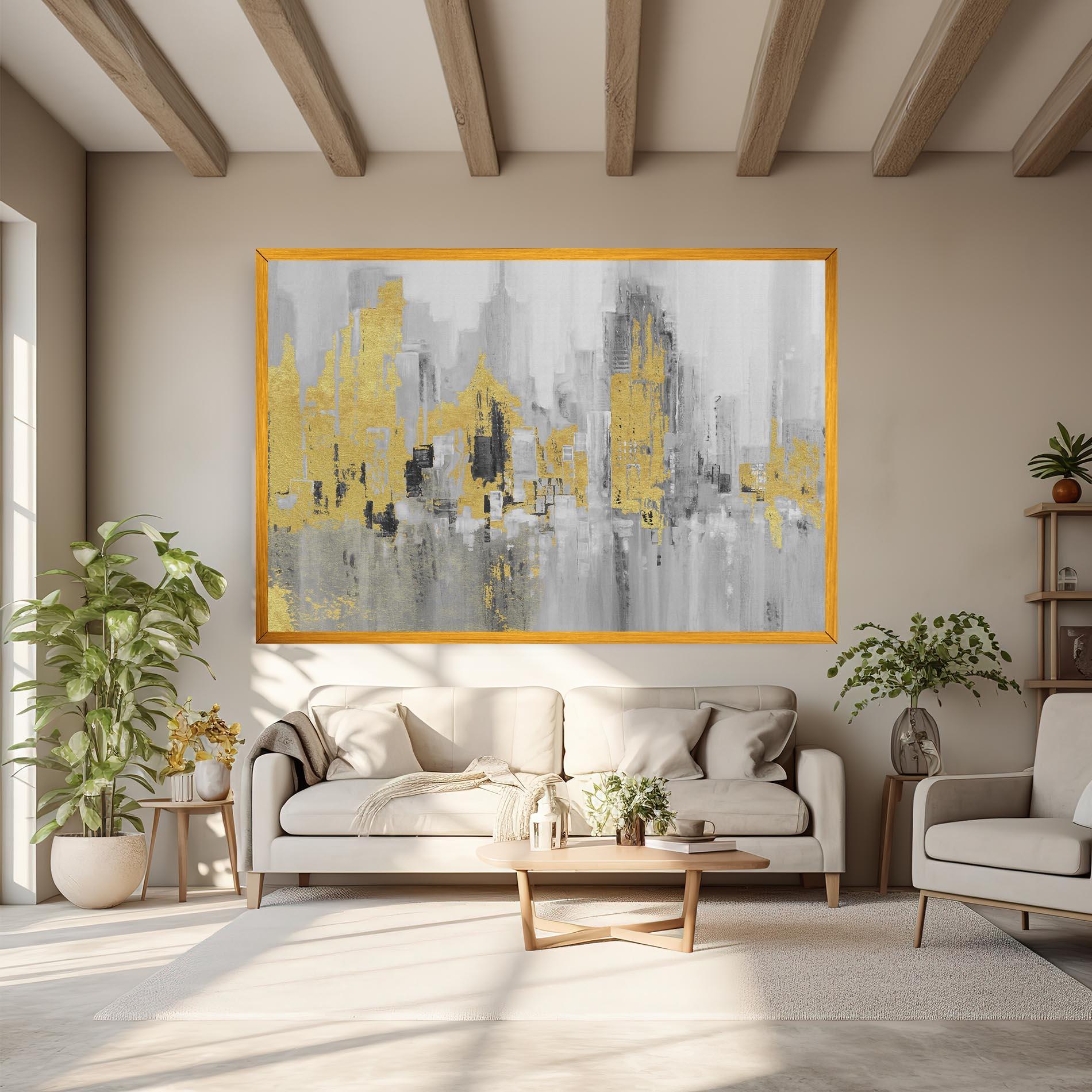 Tablou Canvas Light Grey With Gold mockup 6