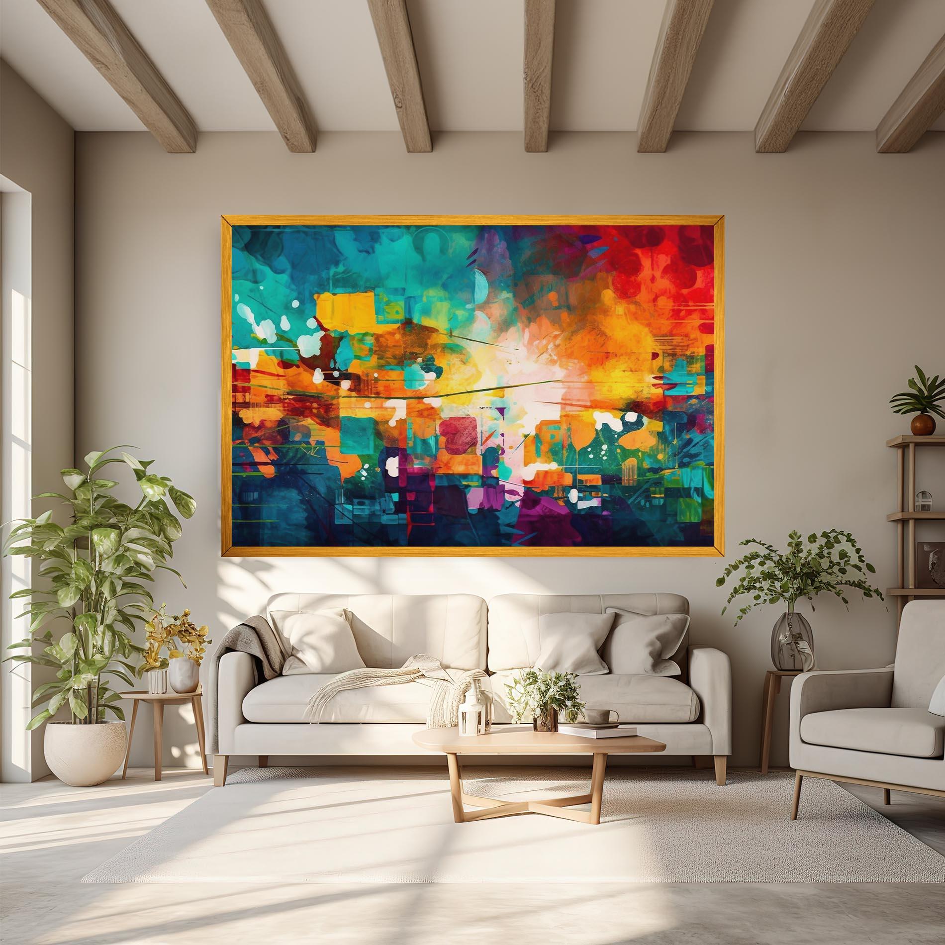 Tablou Canvas Vibrant Colors On Blue Background mockup 6