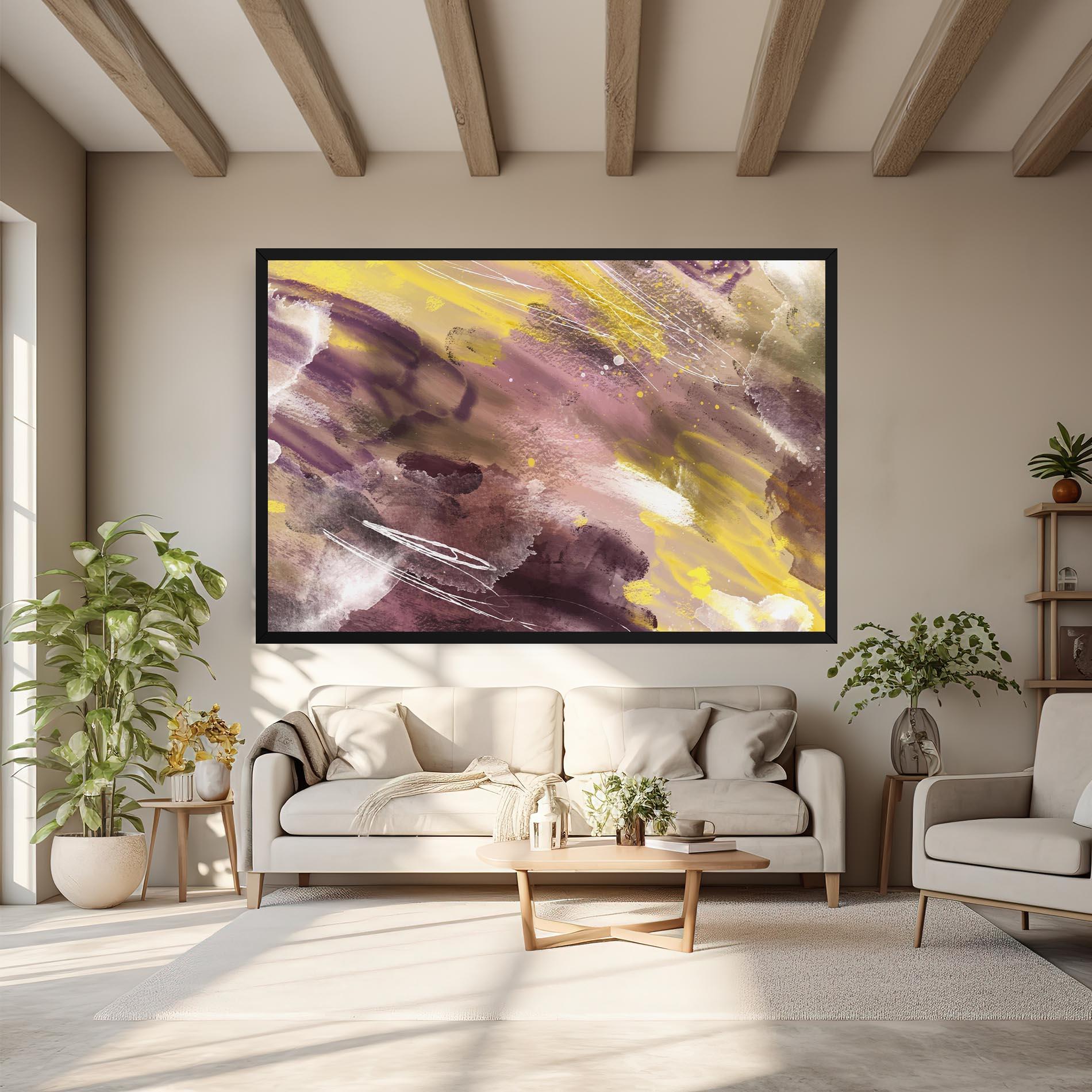 Tablou Canvas Abstract Purple Yellow Art mockup 6