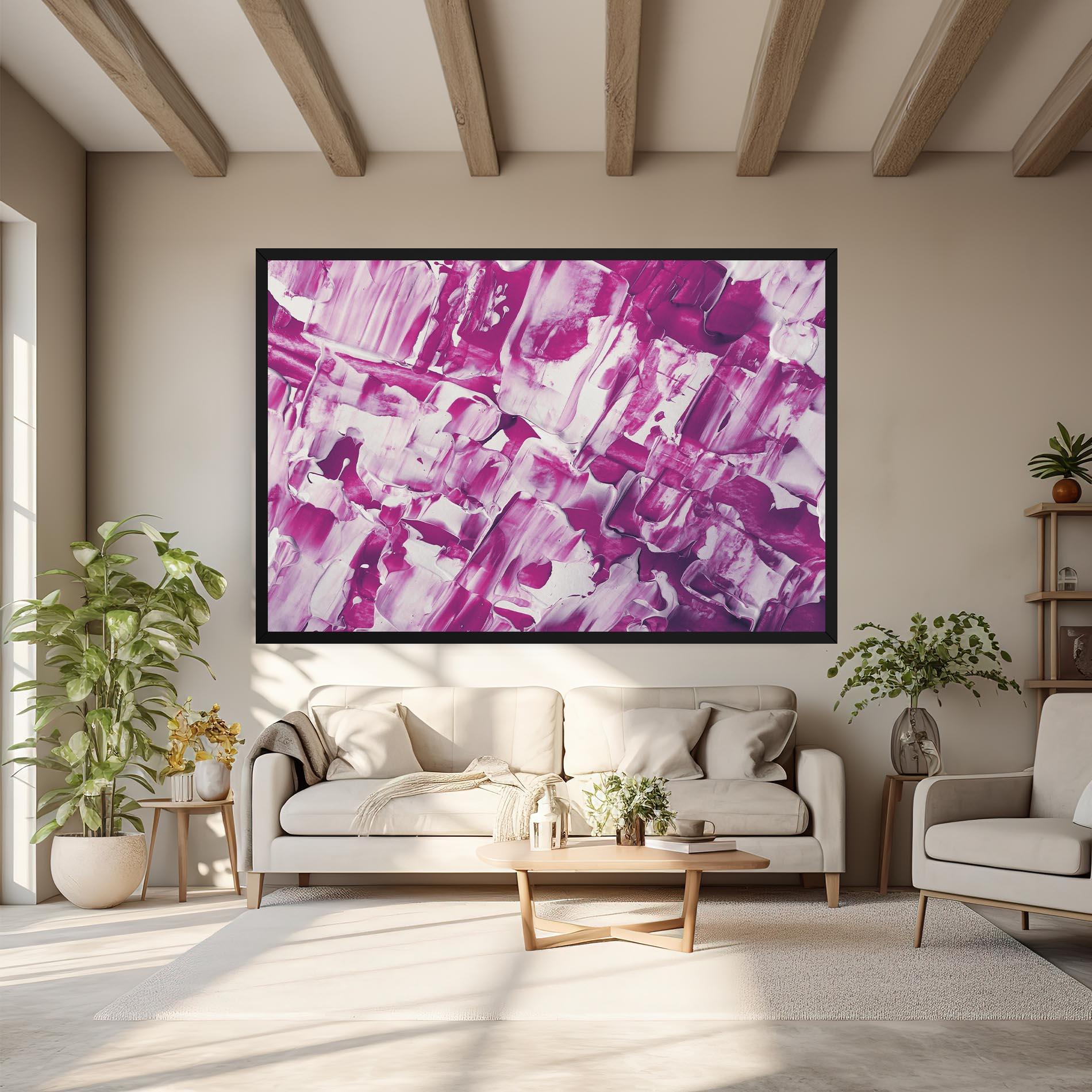 Tablou Canvas Abstract White And Pink mockup 6