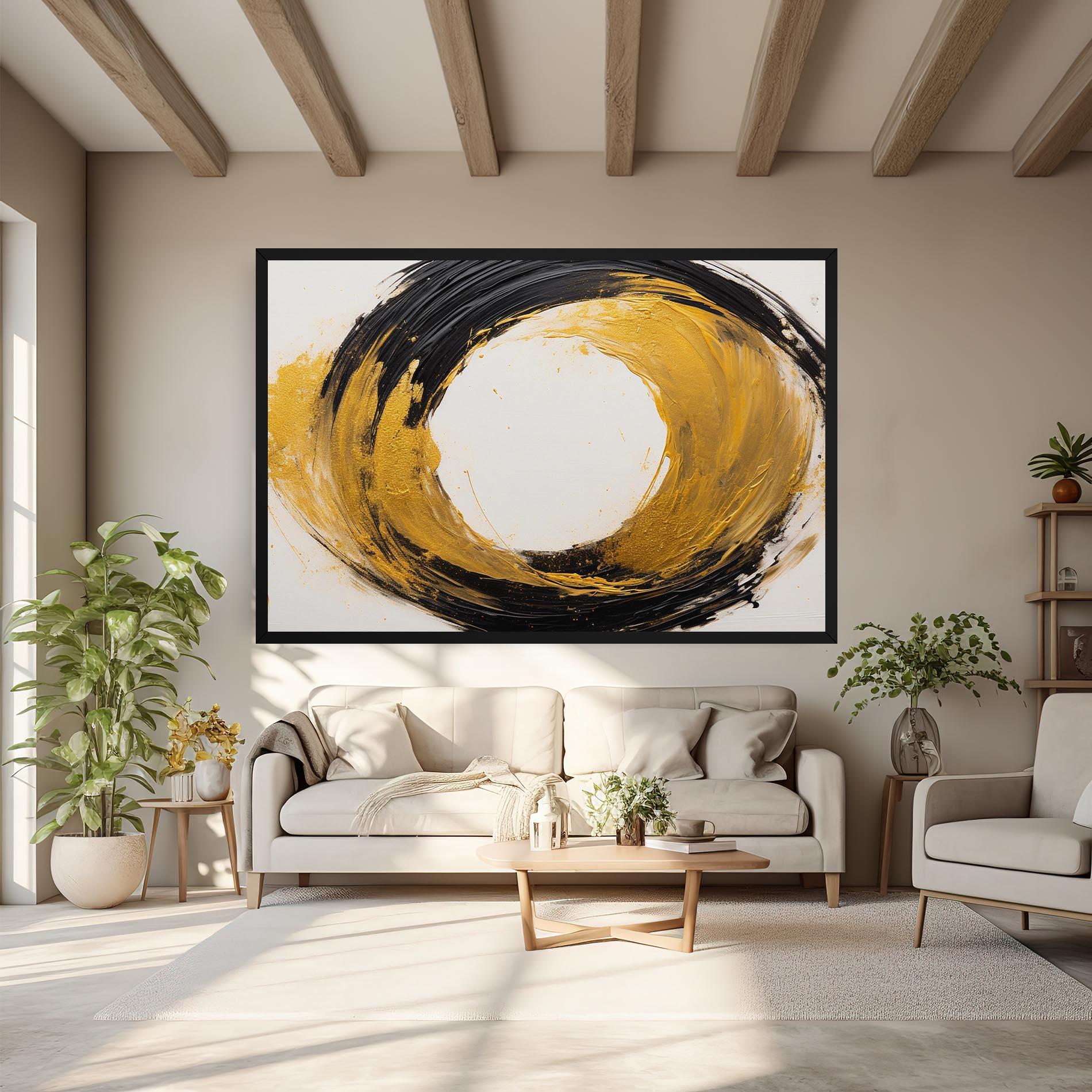 Tablou Canvas Circle From Gold And Black mockup 6