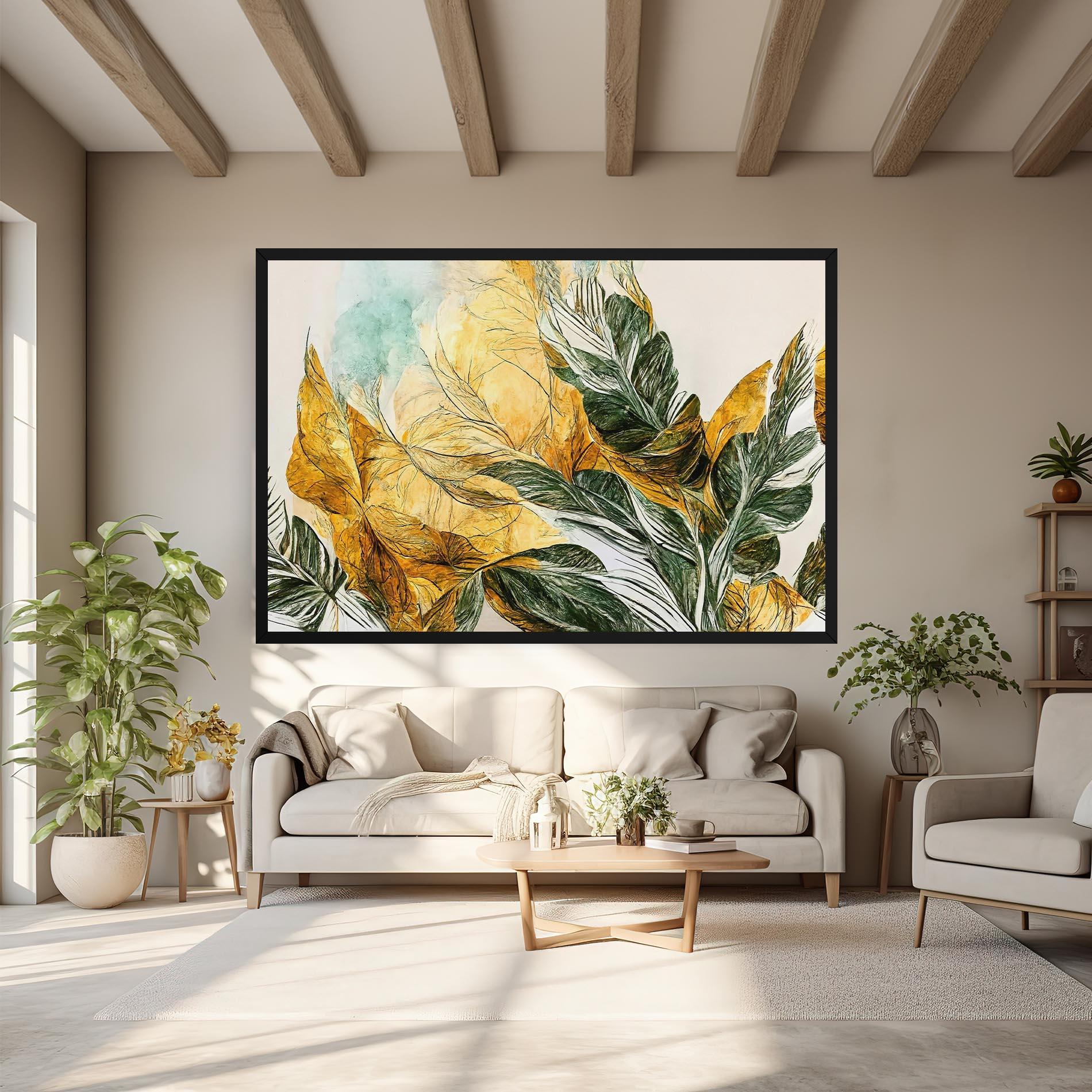 Tablou Canvas Gold And Green Leafes mockup 6