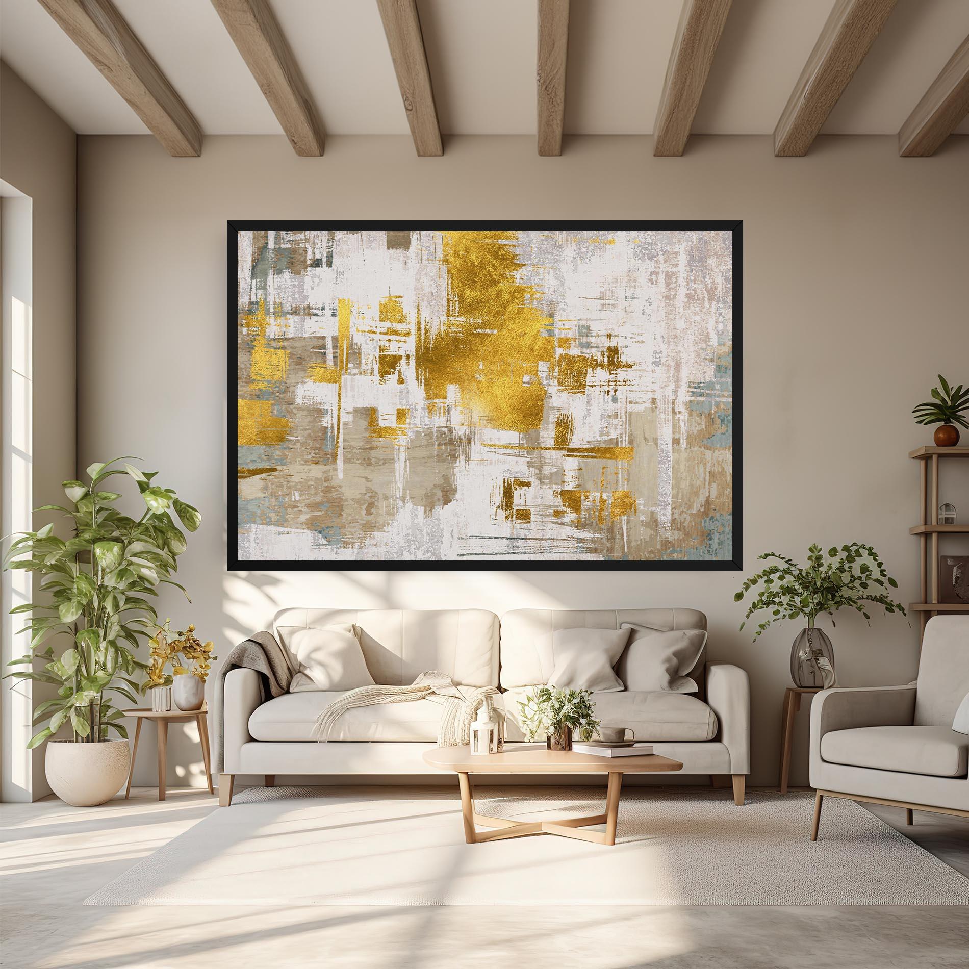 Tablou Canvas Gold And White Brush mockup 6