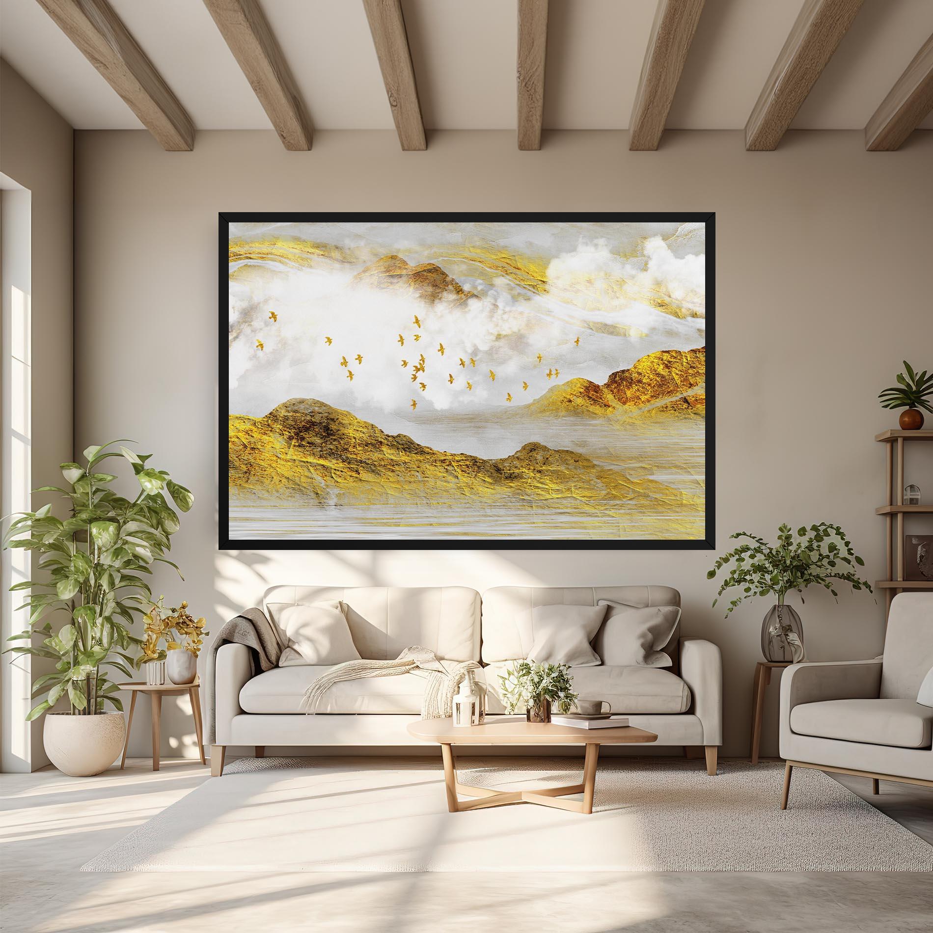 Tablou Canvas Gold Mountains Abstract mockup 6