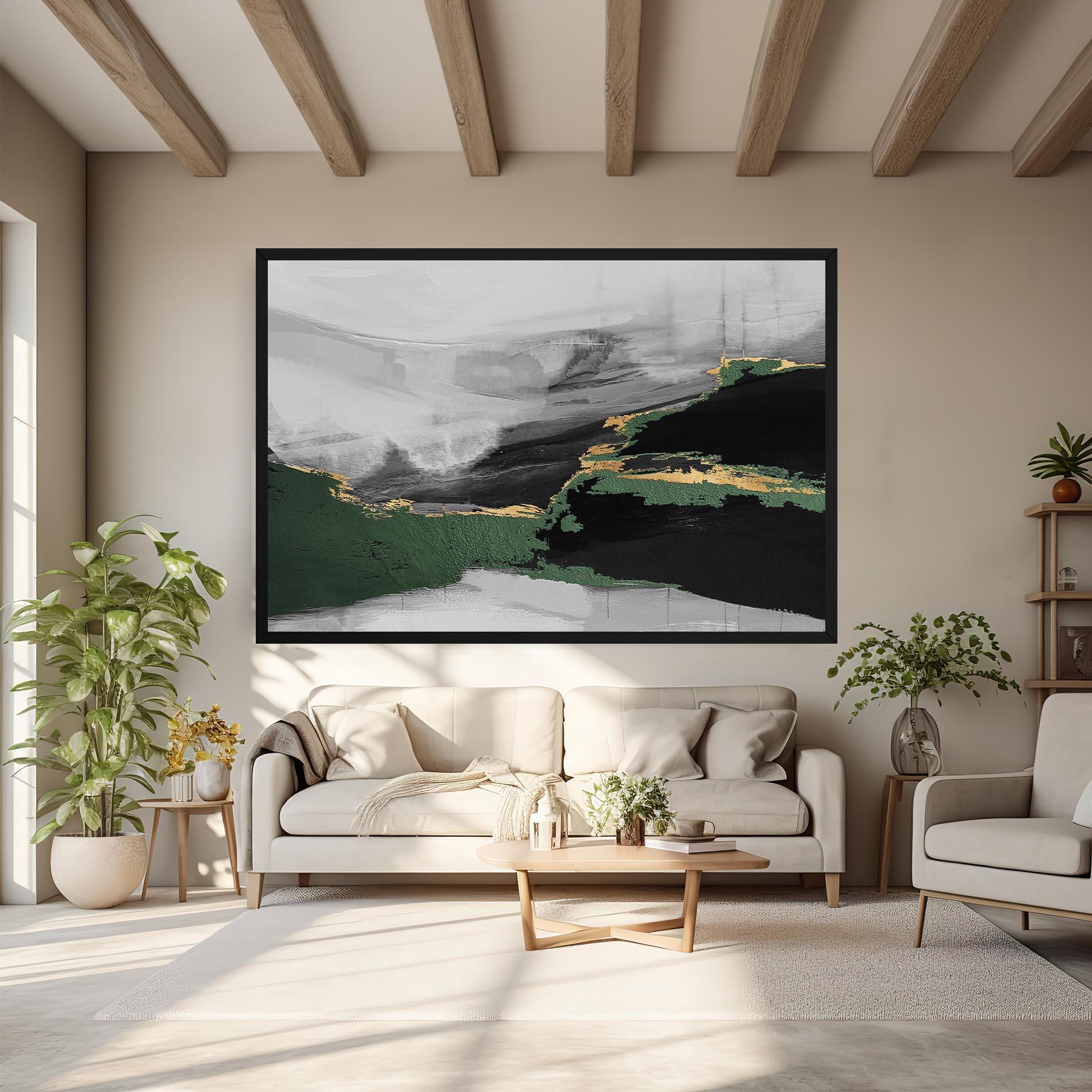 Tablou Canvas Grey With Green Painting mockup 6