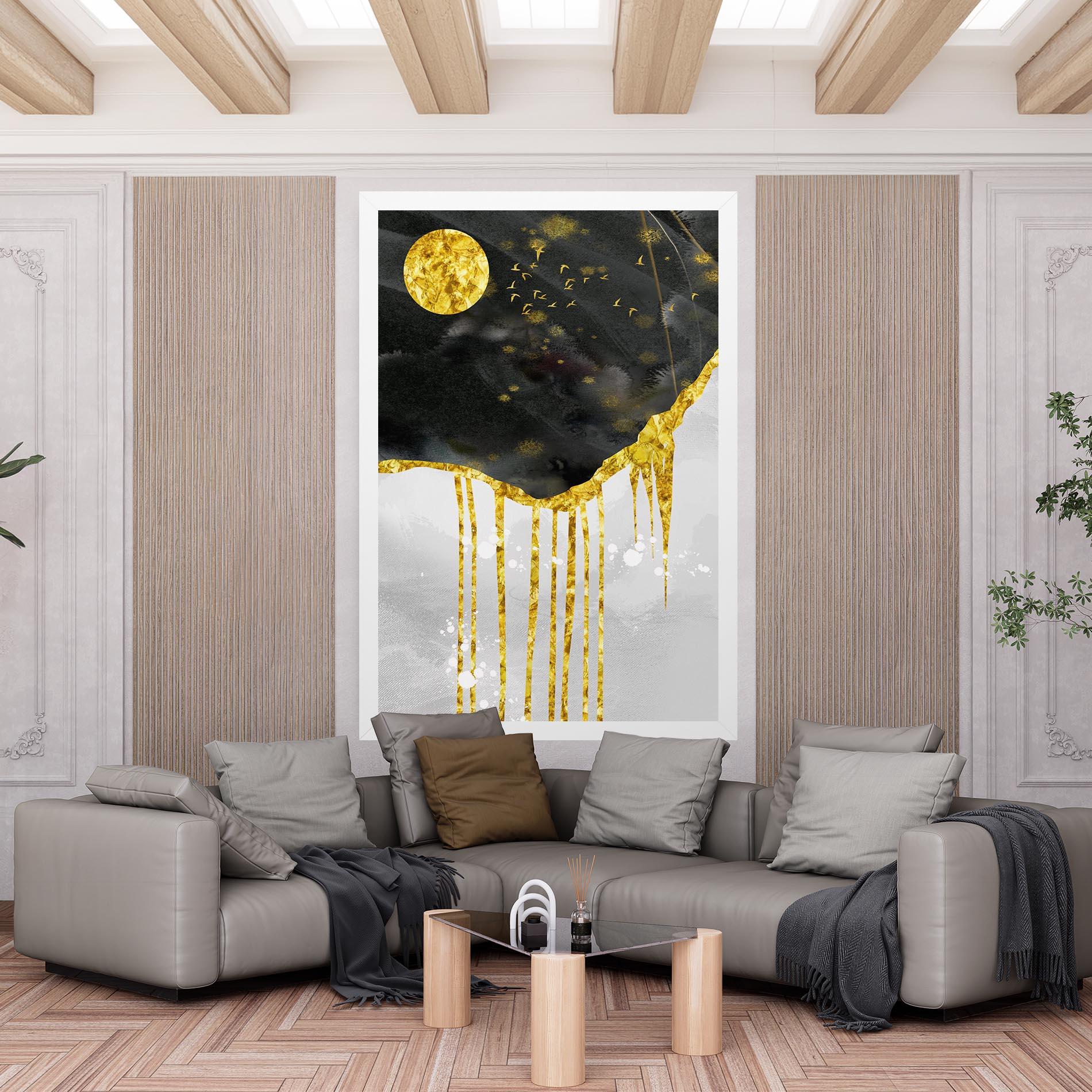 Tablou Canvas Gold Moon And Birds mockup 6