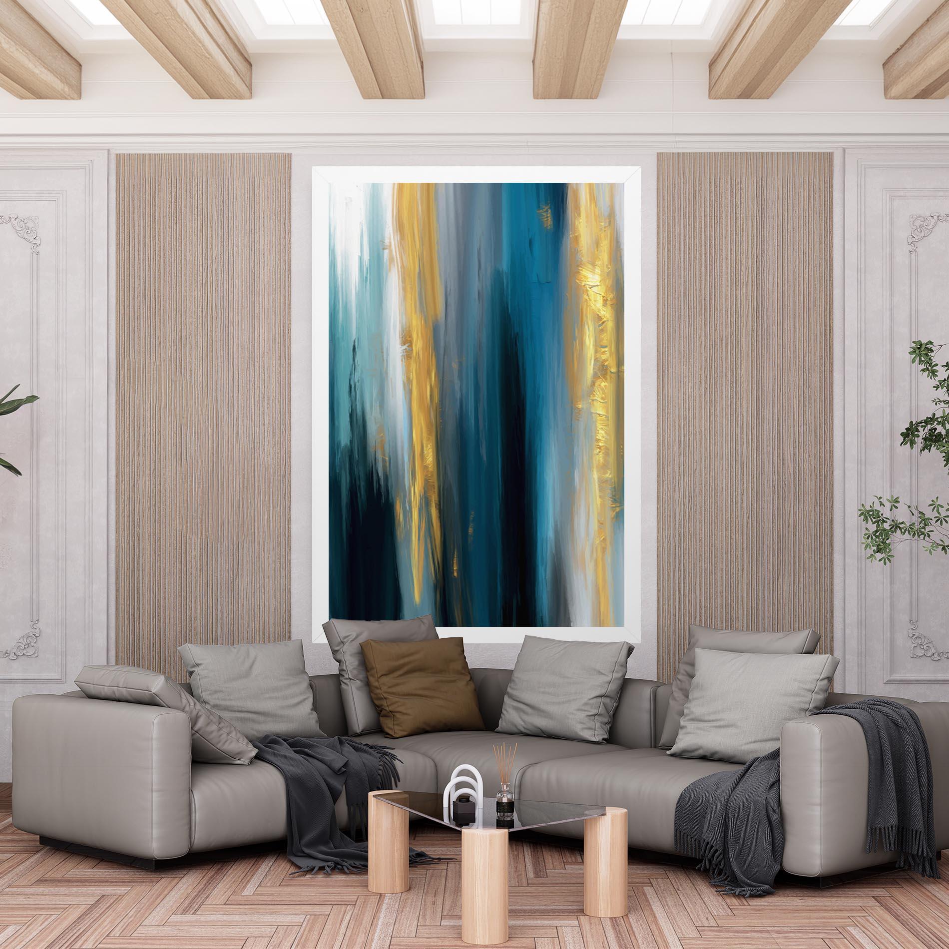 Tablou Canvas Golden Black Blue Art mockup 6