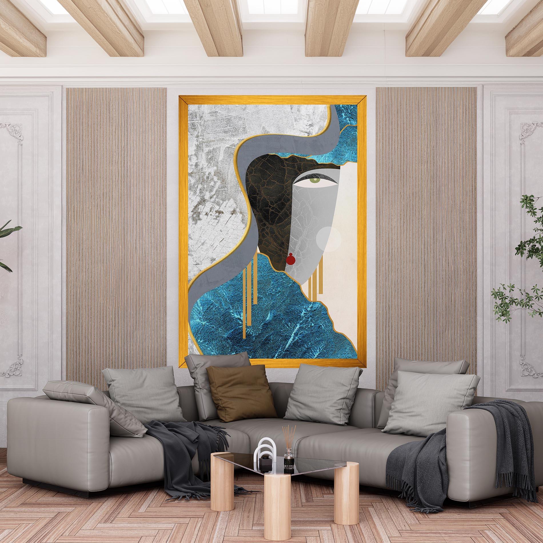 Tablou Canvas Abstract Blue Face mockup 6