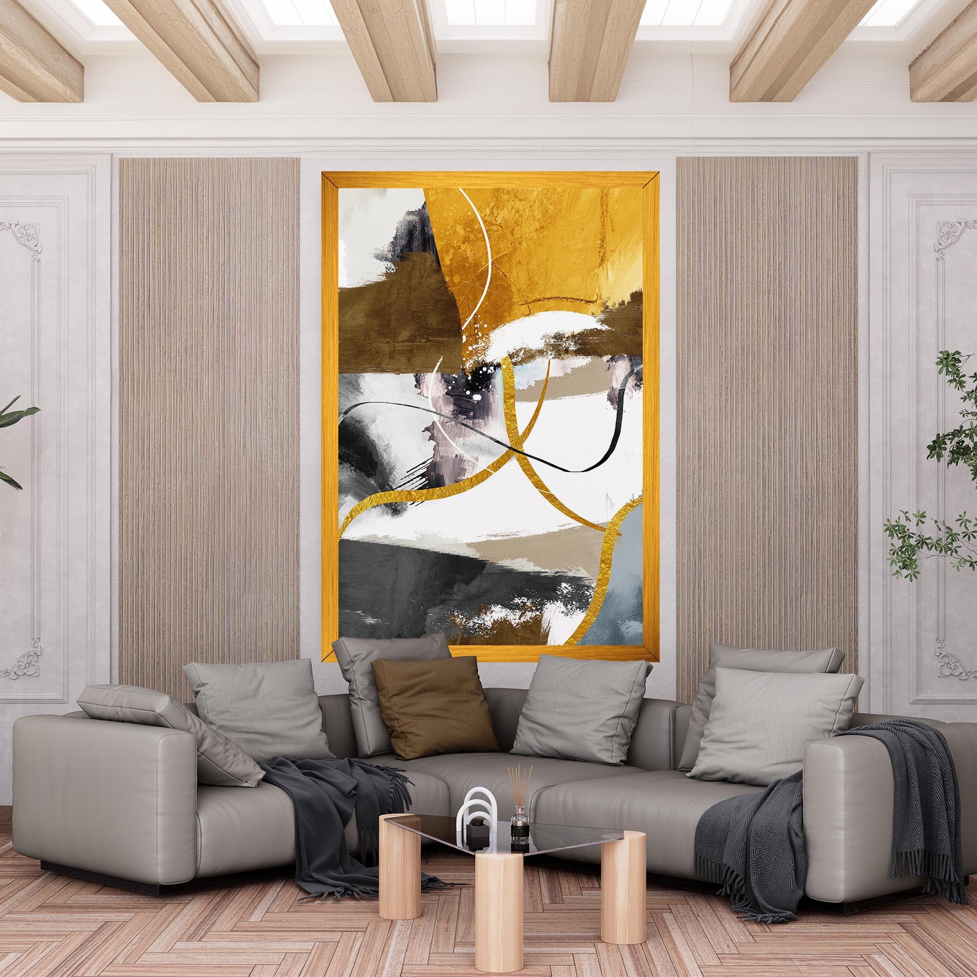 Tablou Canvas Chaotic Golden Painting mockup 6