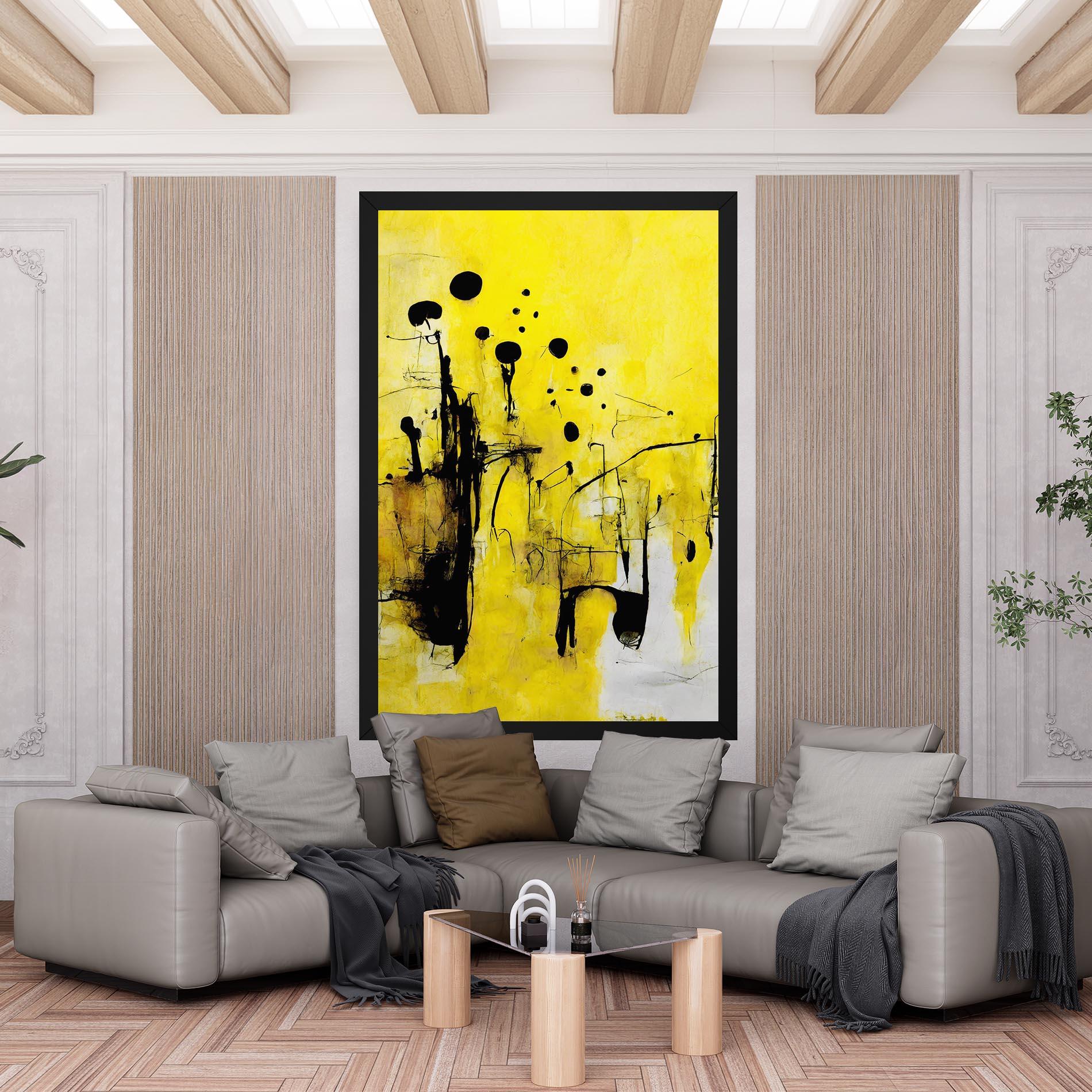 Tablou Canvas Abstract Black Yellow mockup 6