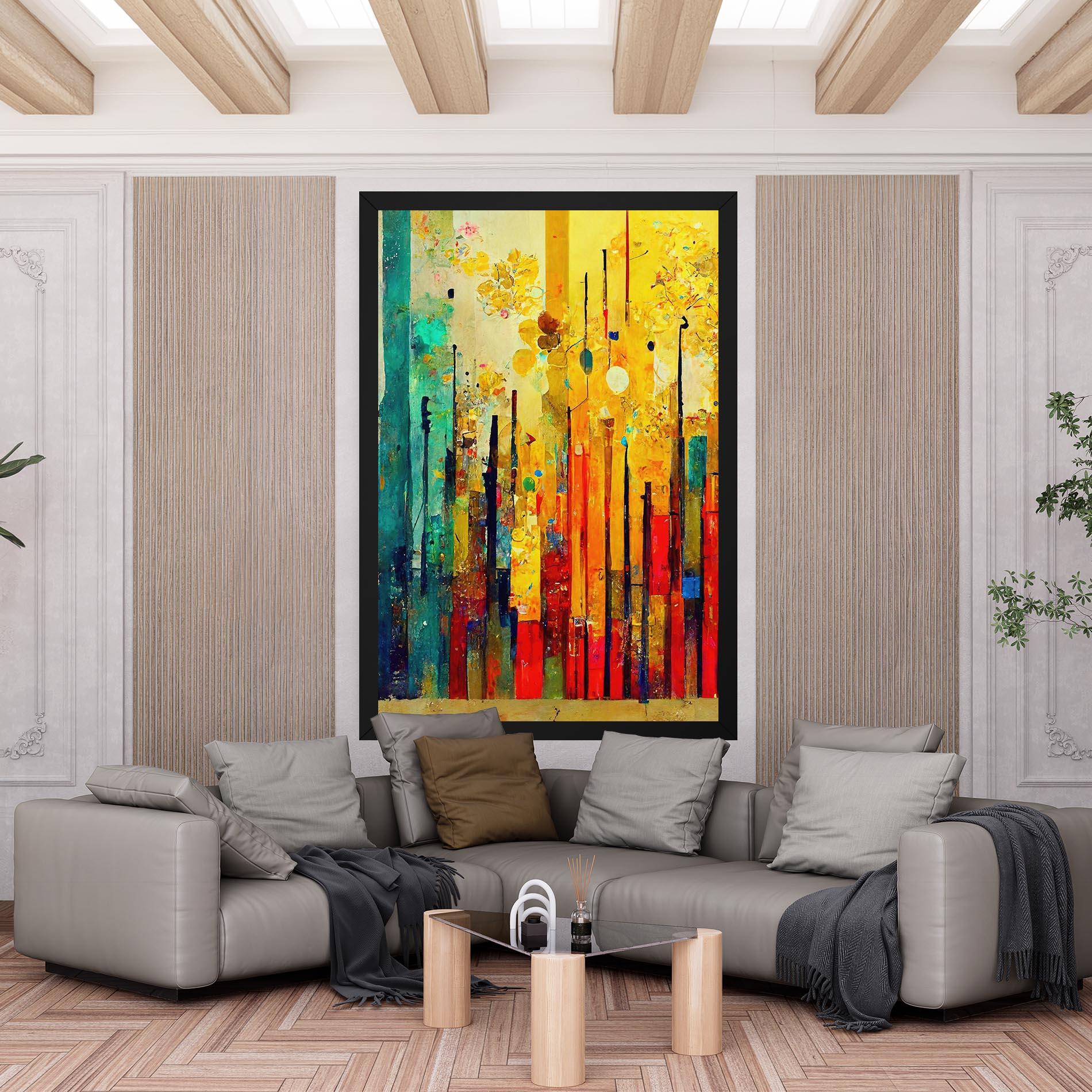 Tablou Canvas Black Lines On Yellow Light mockup 6