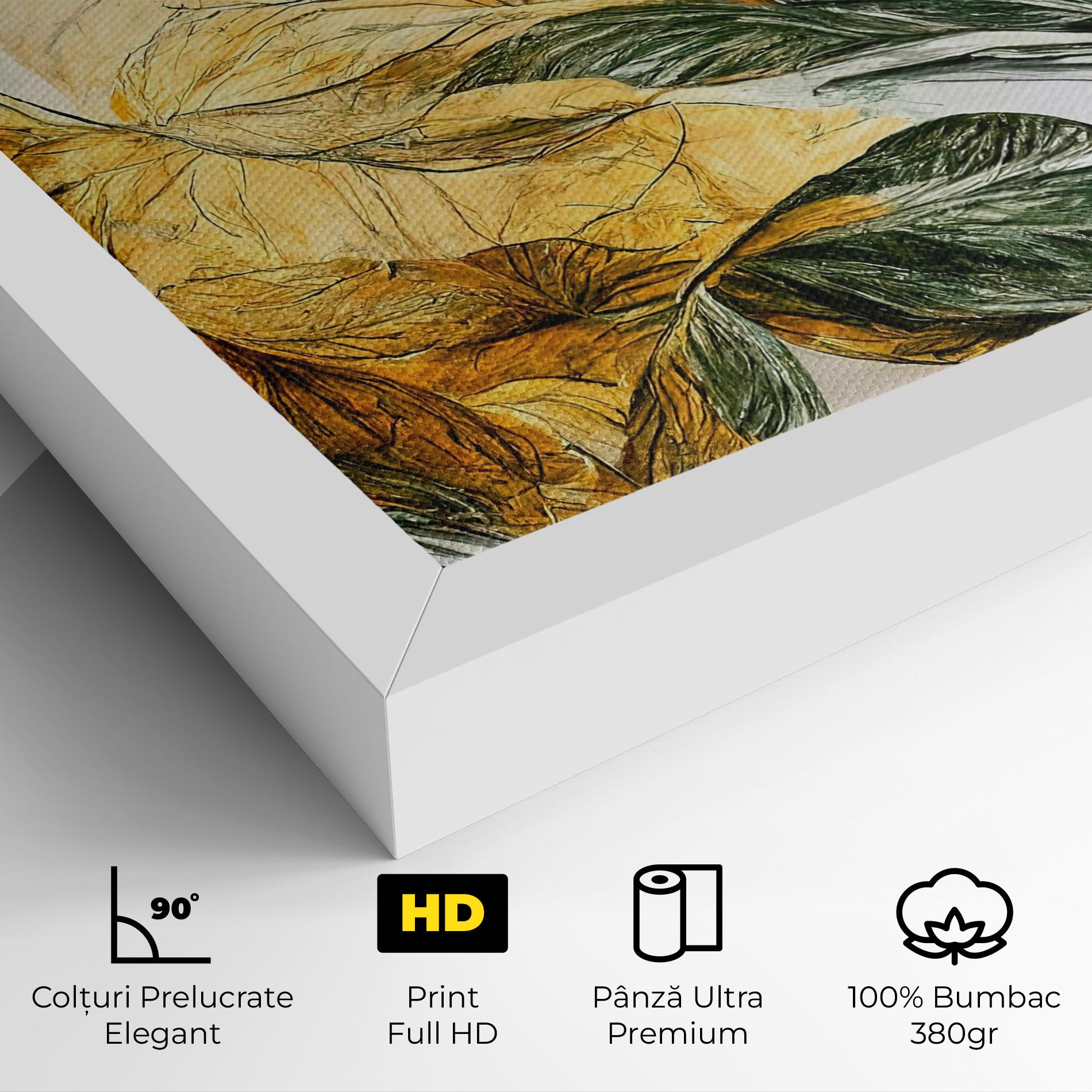 Tablou Canvas Gold And Green Leafes mockup 4