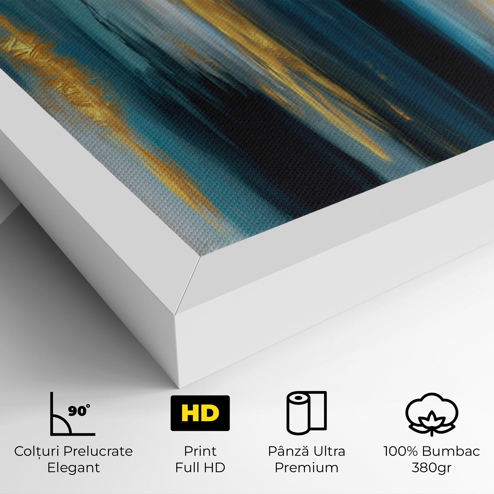 Tablou Canvas Golden Black Blue Art mockup 4