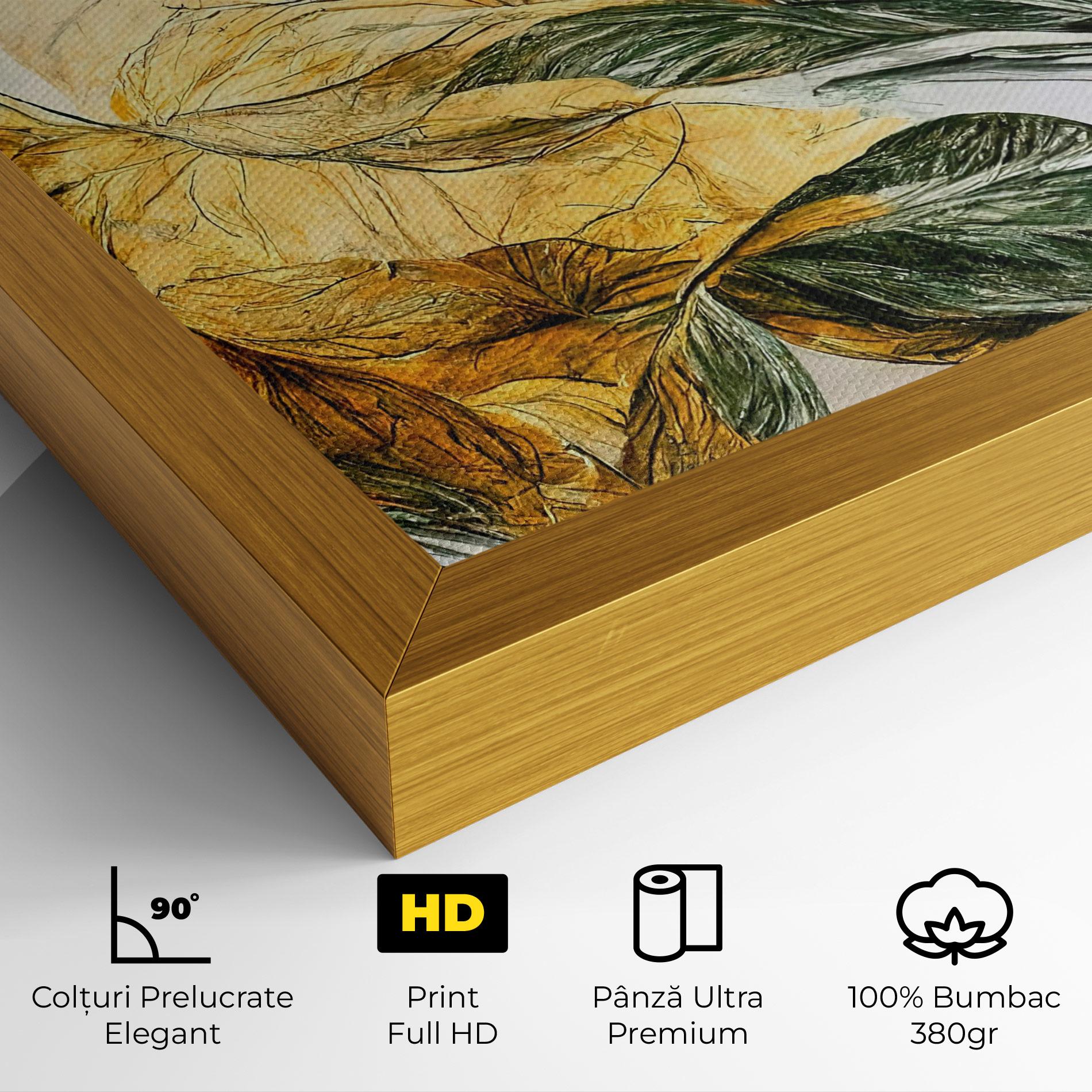 Tablou Canvas Gold And Green Leafes mockup 4