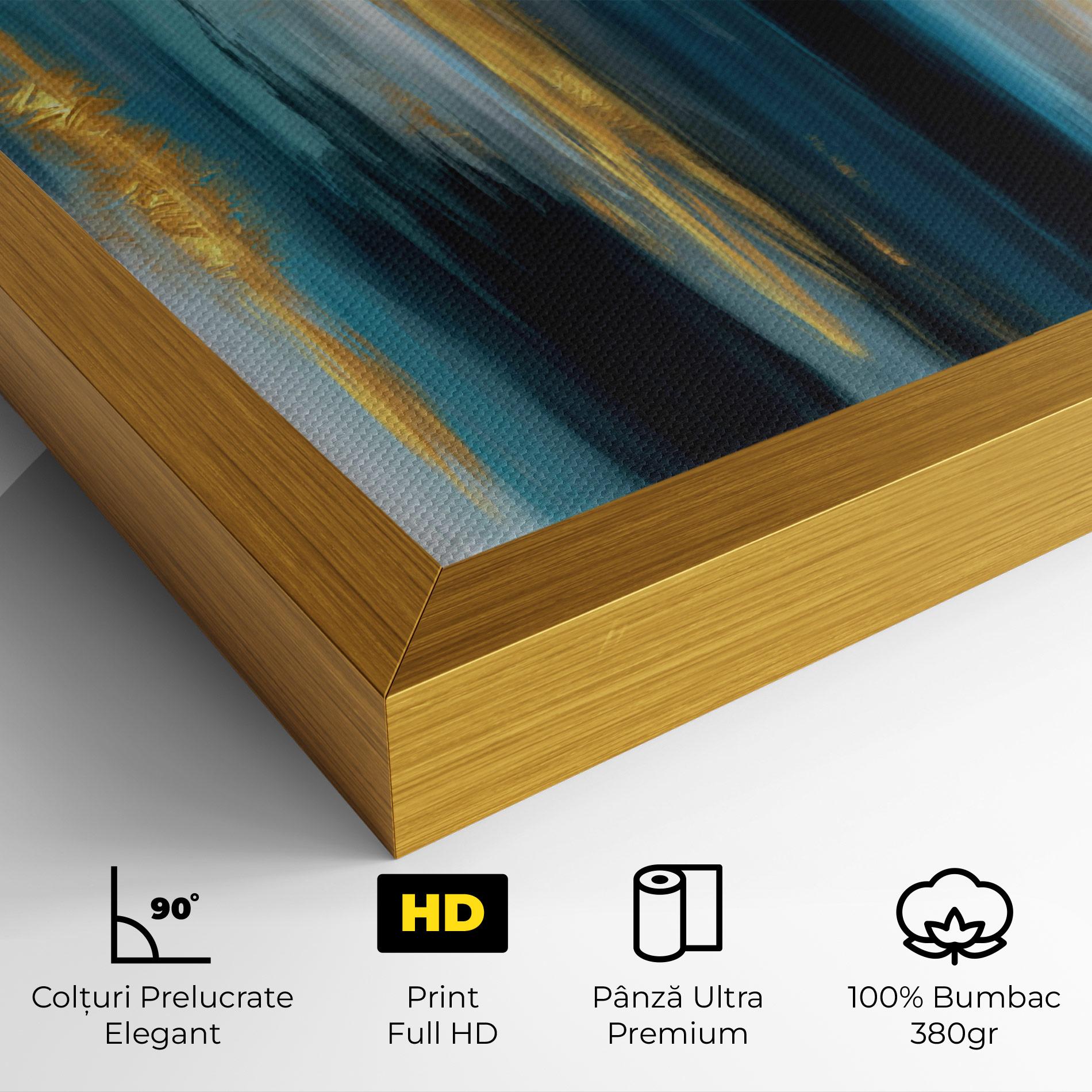 Tablou Canvas Golden Black Blue Art mockup 4