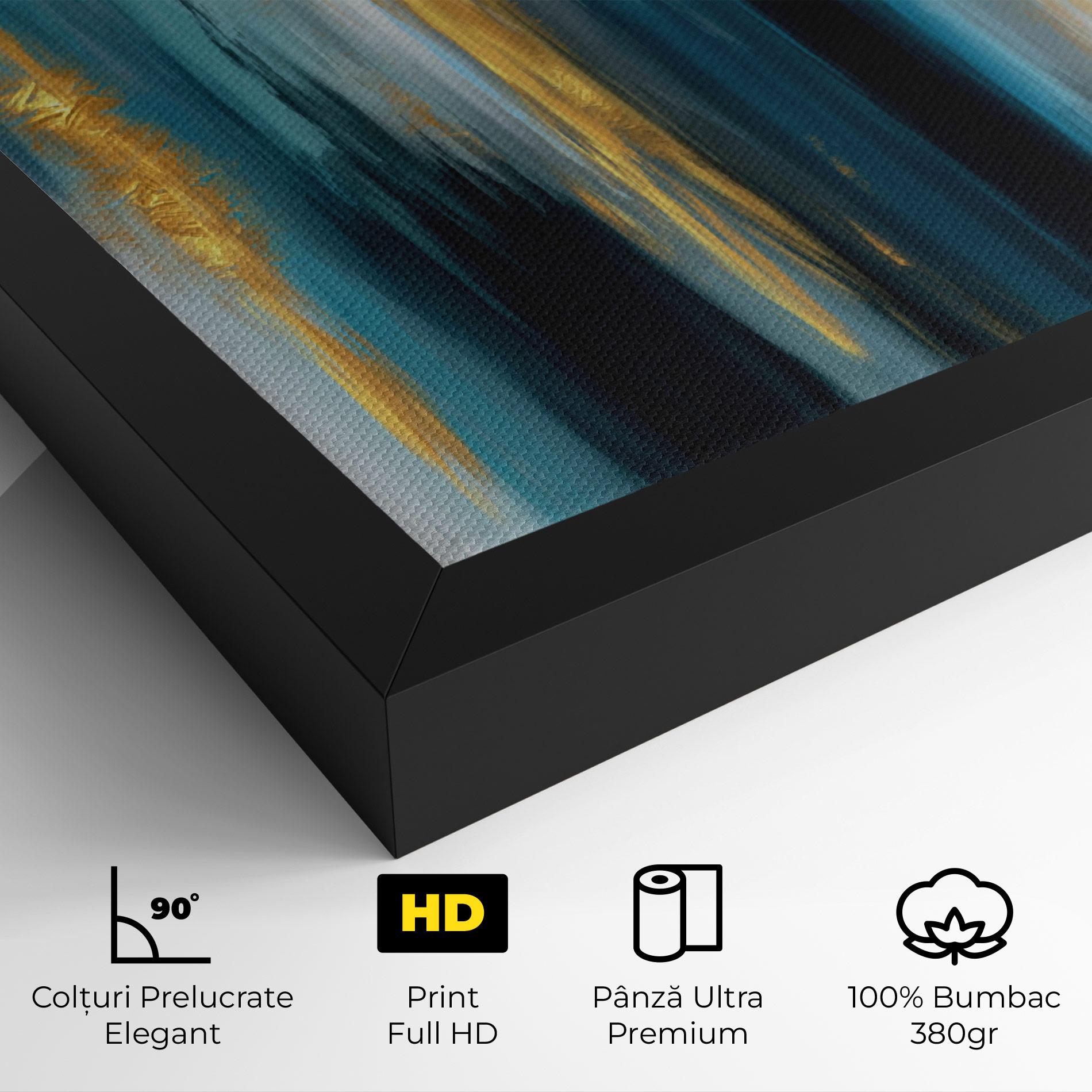 Tablou Canvas Golden Black Blue Art mockup 4