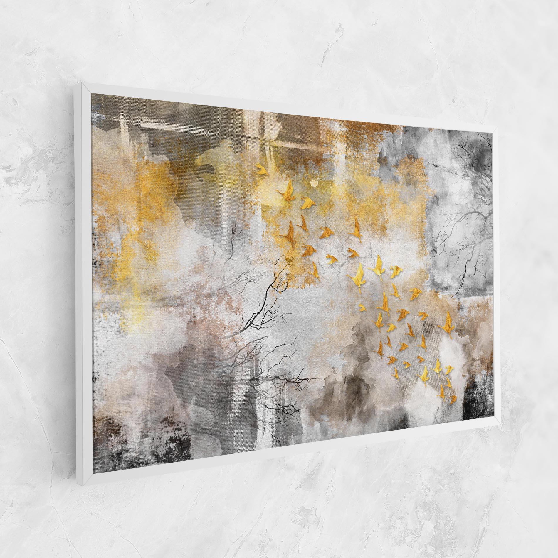 Tablou Canvas Gold Birds Flying mockup 1