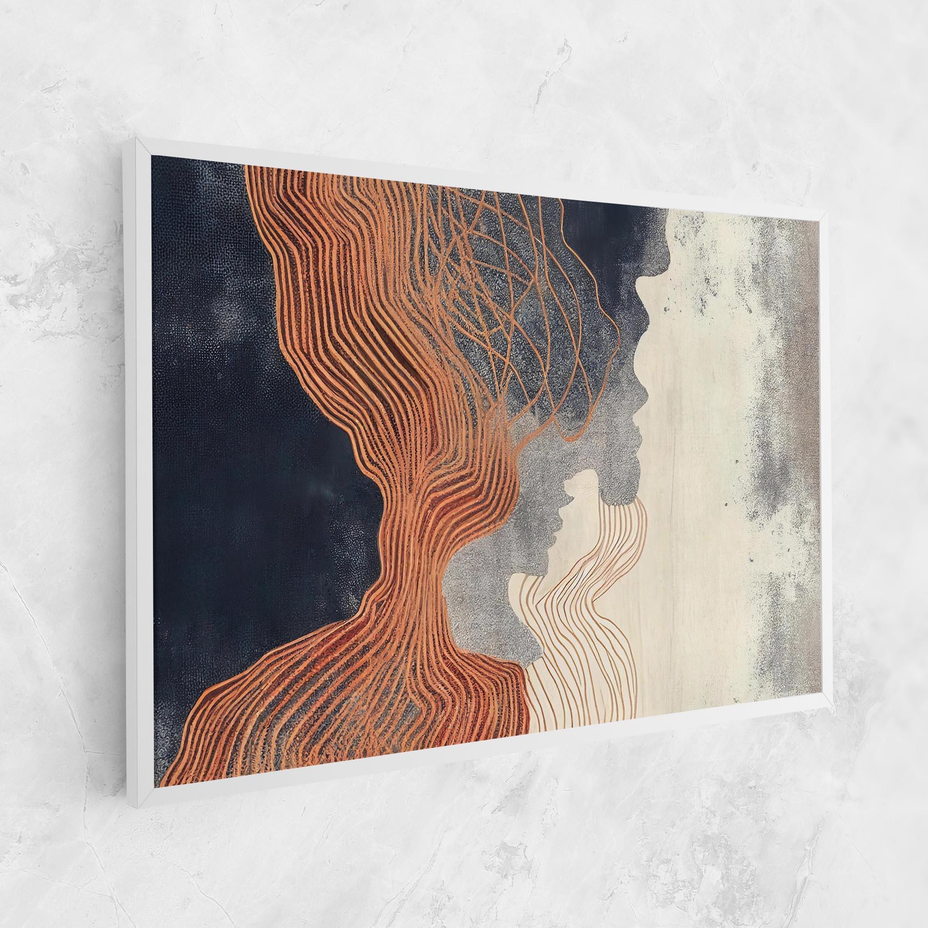 Tablou Canvas Orange Lines On Blue mockup 1