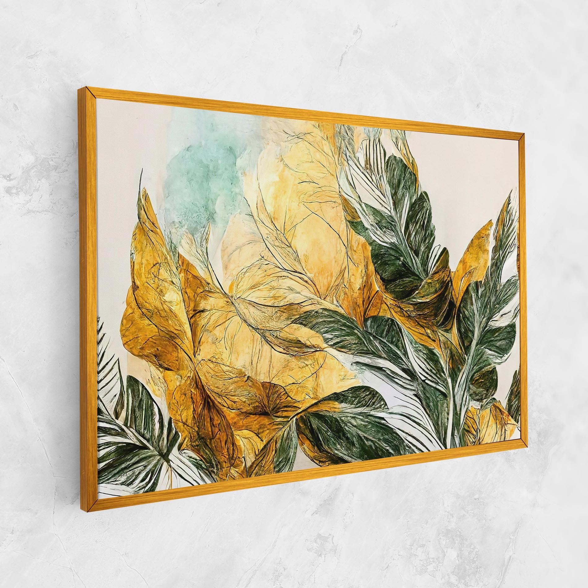 Tablou Canvas Gold And Green Leafes mockup 1