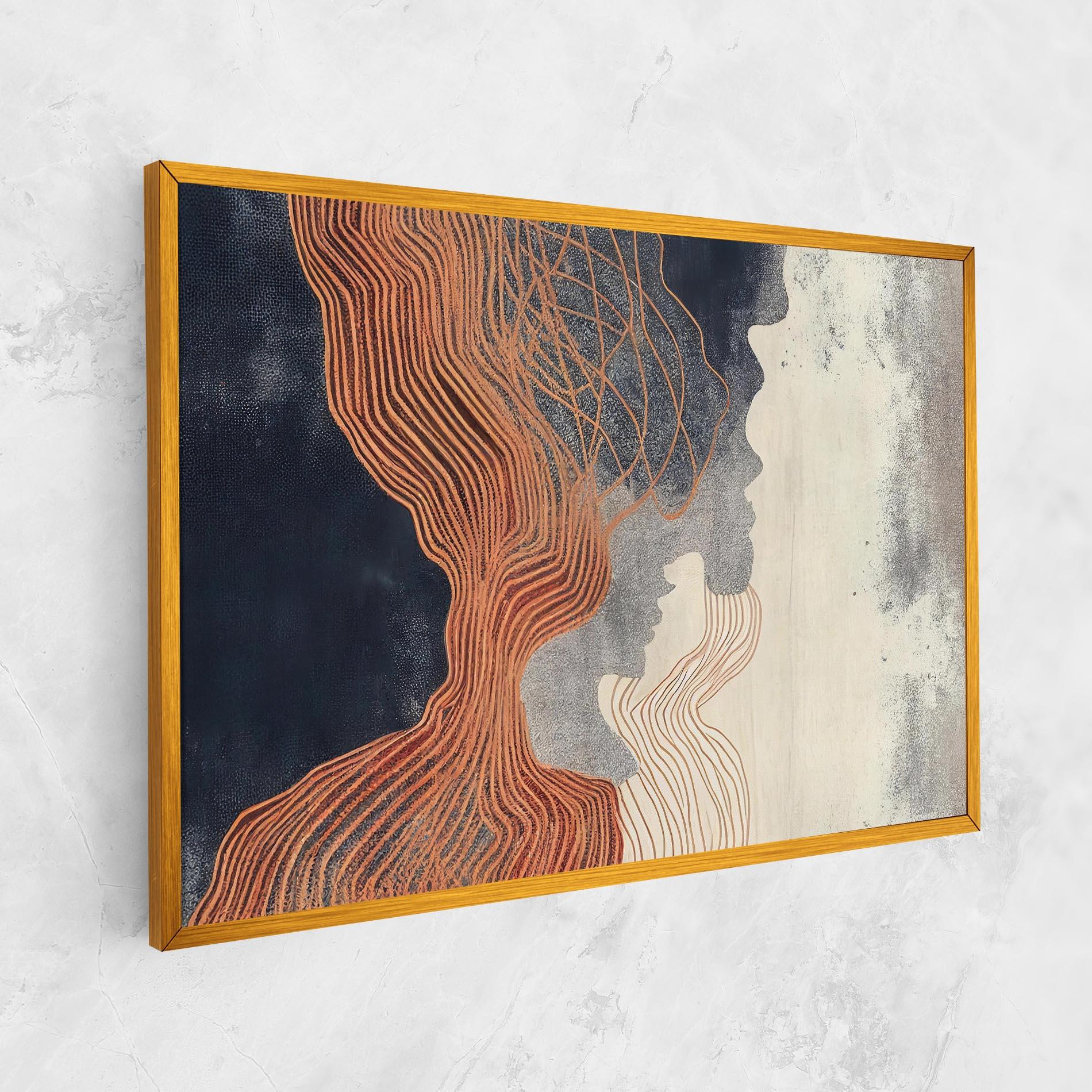 Tablou Canvas Orange Lines On Blue mockup 1