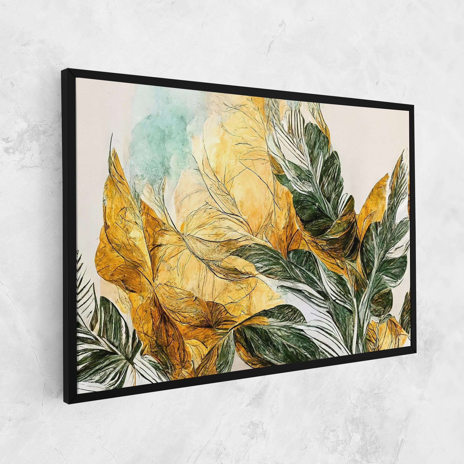 Tablou Canvas Gold And Green Leafes mockup 1