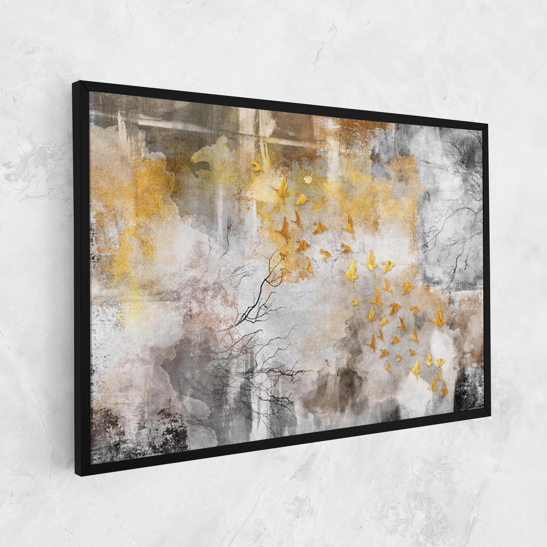 Tablou Canvas Gold Birds Flying mockup 1