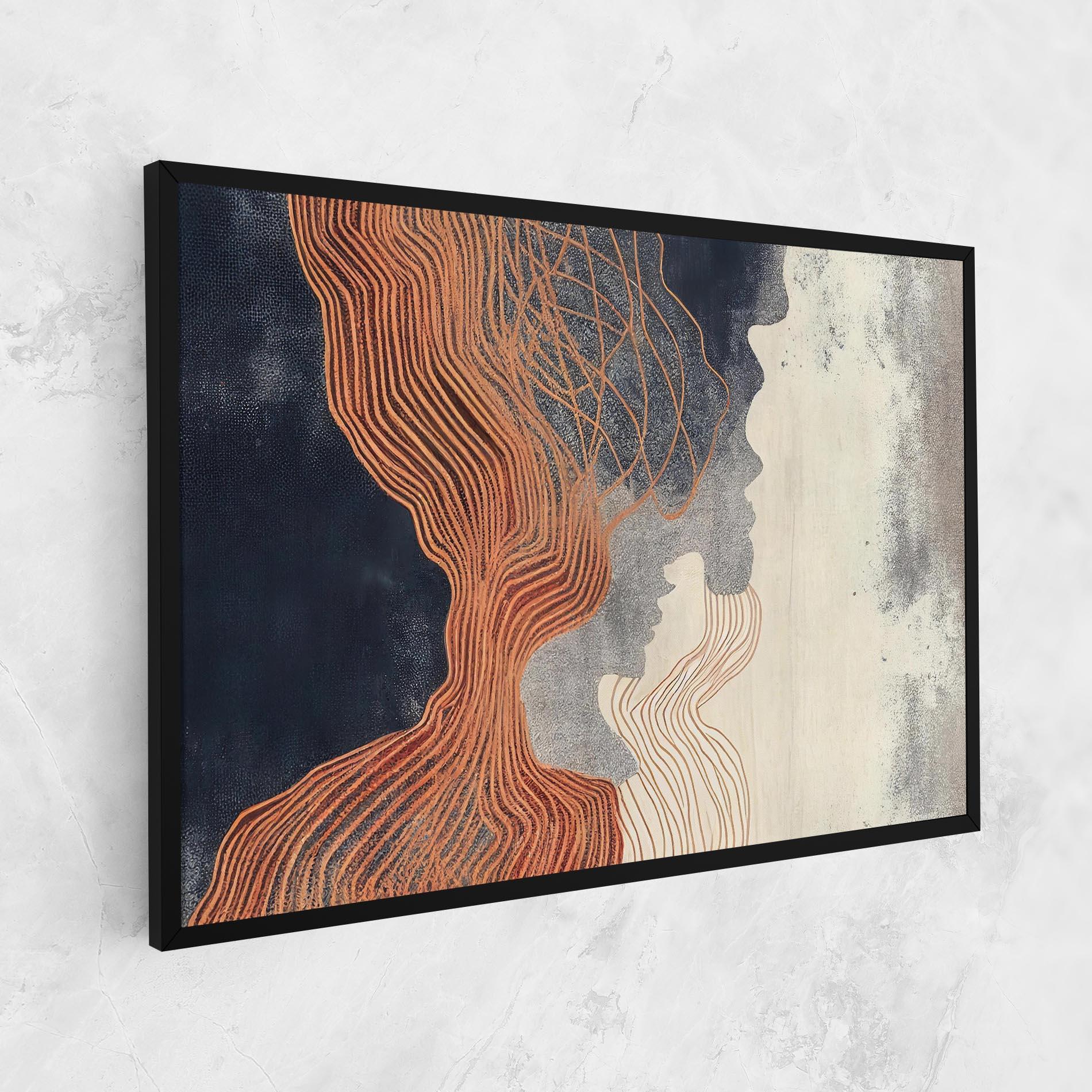 Tablou Canvas Orange Lines On Blue mockup 1