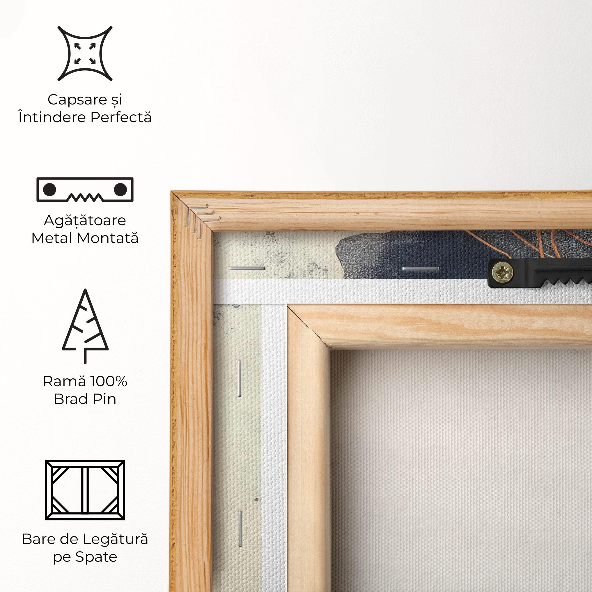 Tablou Canvas Orange Lines On Blue mockup 5