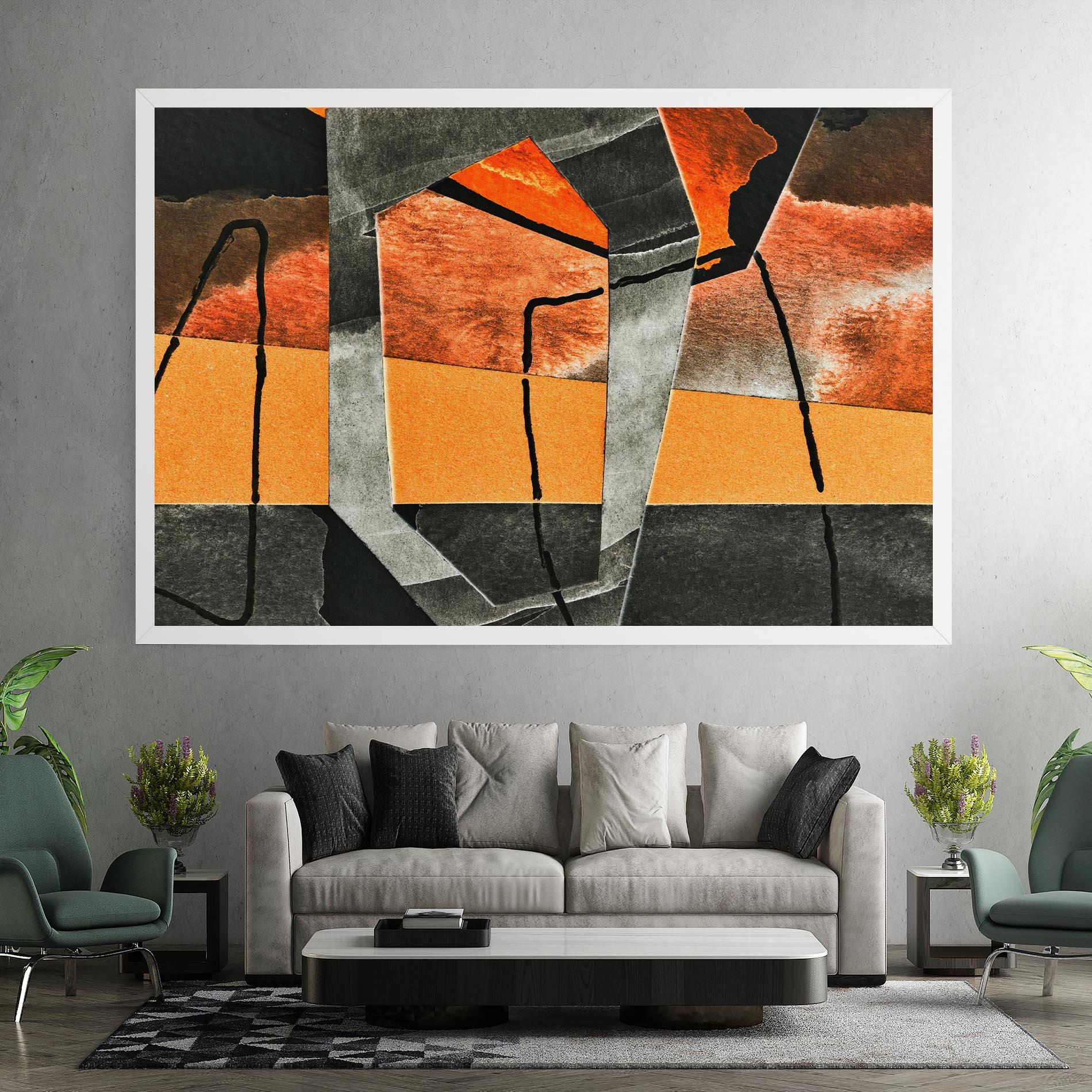 Tablou Canvas Abstract Grey Orange mockup 7