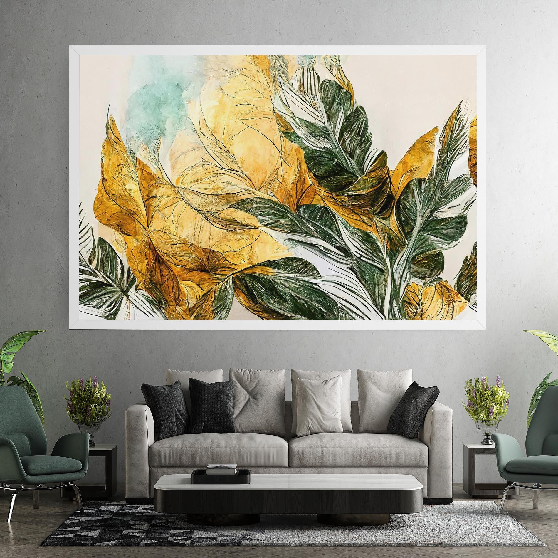 Tablou Canvas Gold And Green Leafes mockup 7