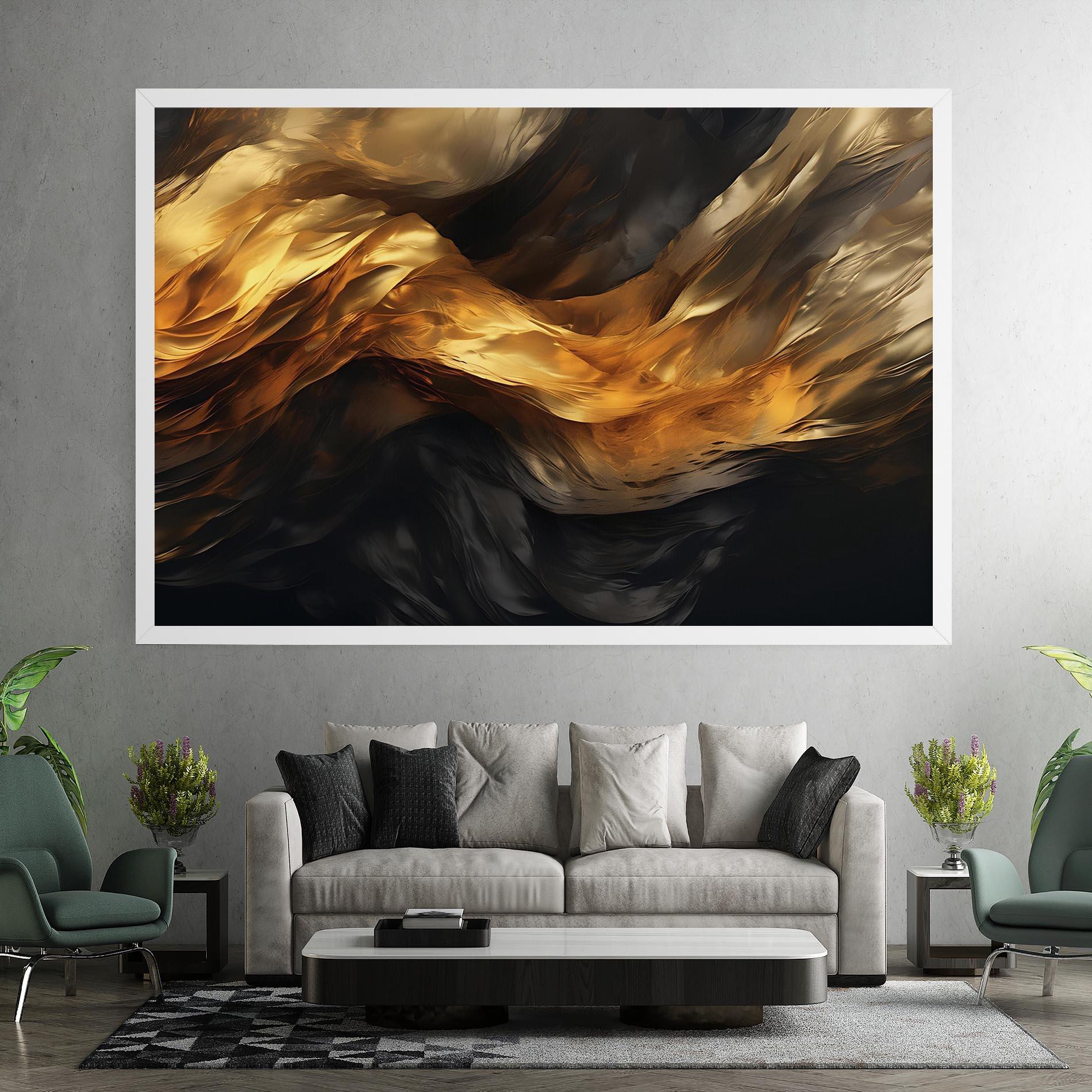 Tablou Canvas Golden Waves With Black mockup 7