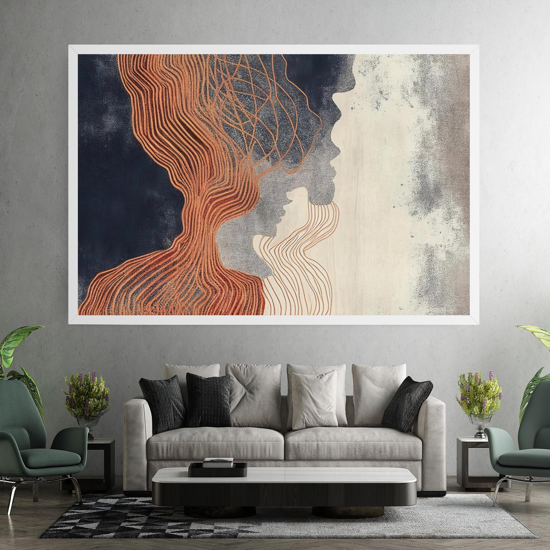 Tablou Canvas Orange Lines On Blue mockup 7