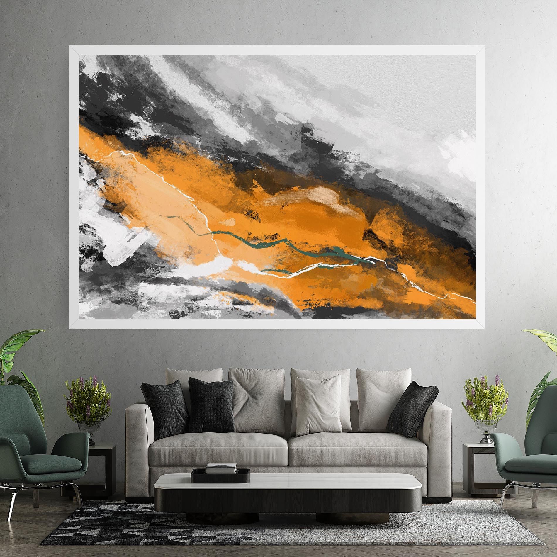 Tablou Canvas Orange Painting River mockup 7