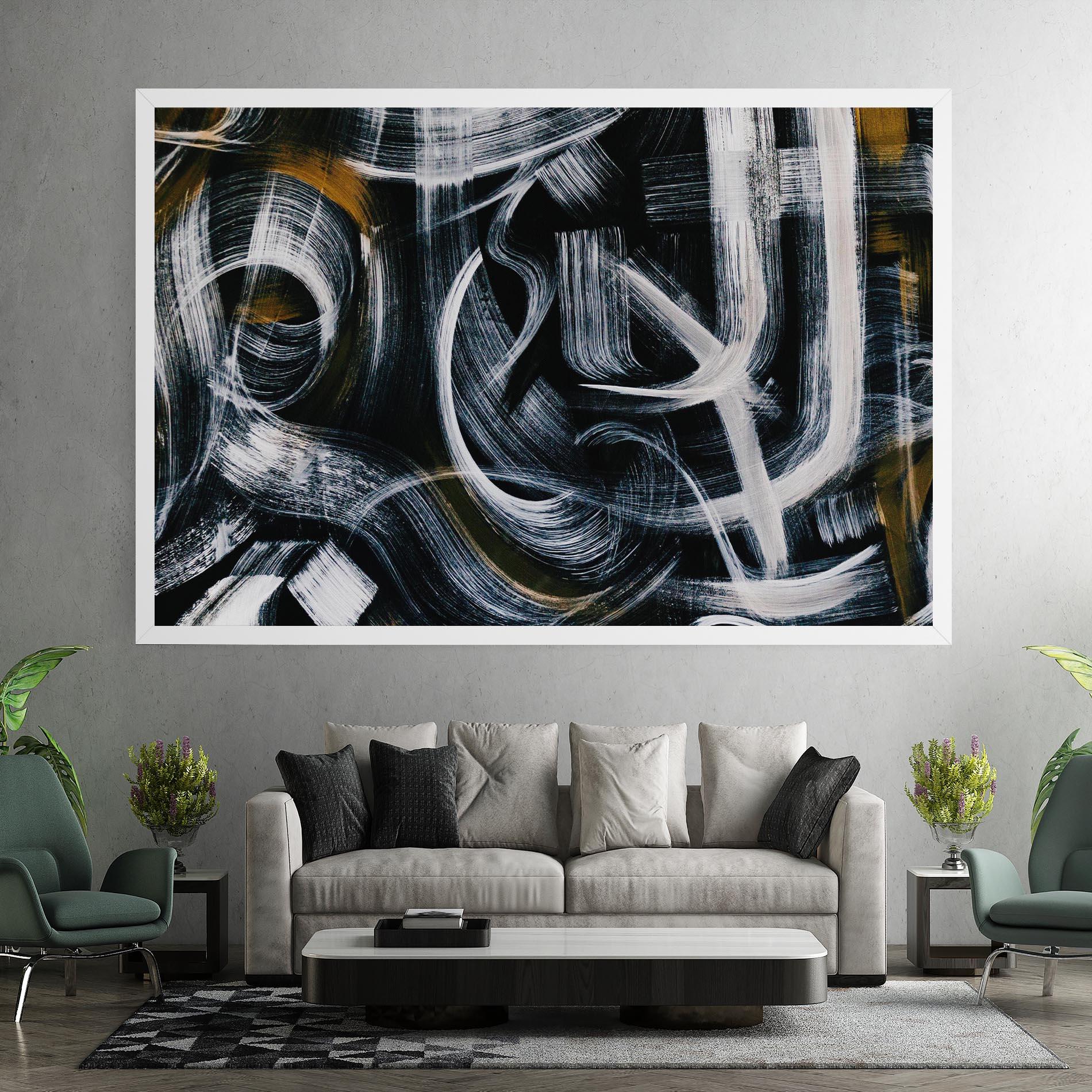 Tablou Canvas White Brush Lines mockup 7
