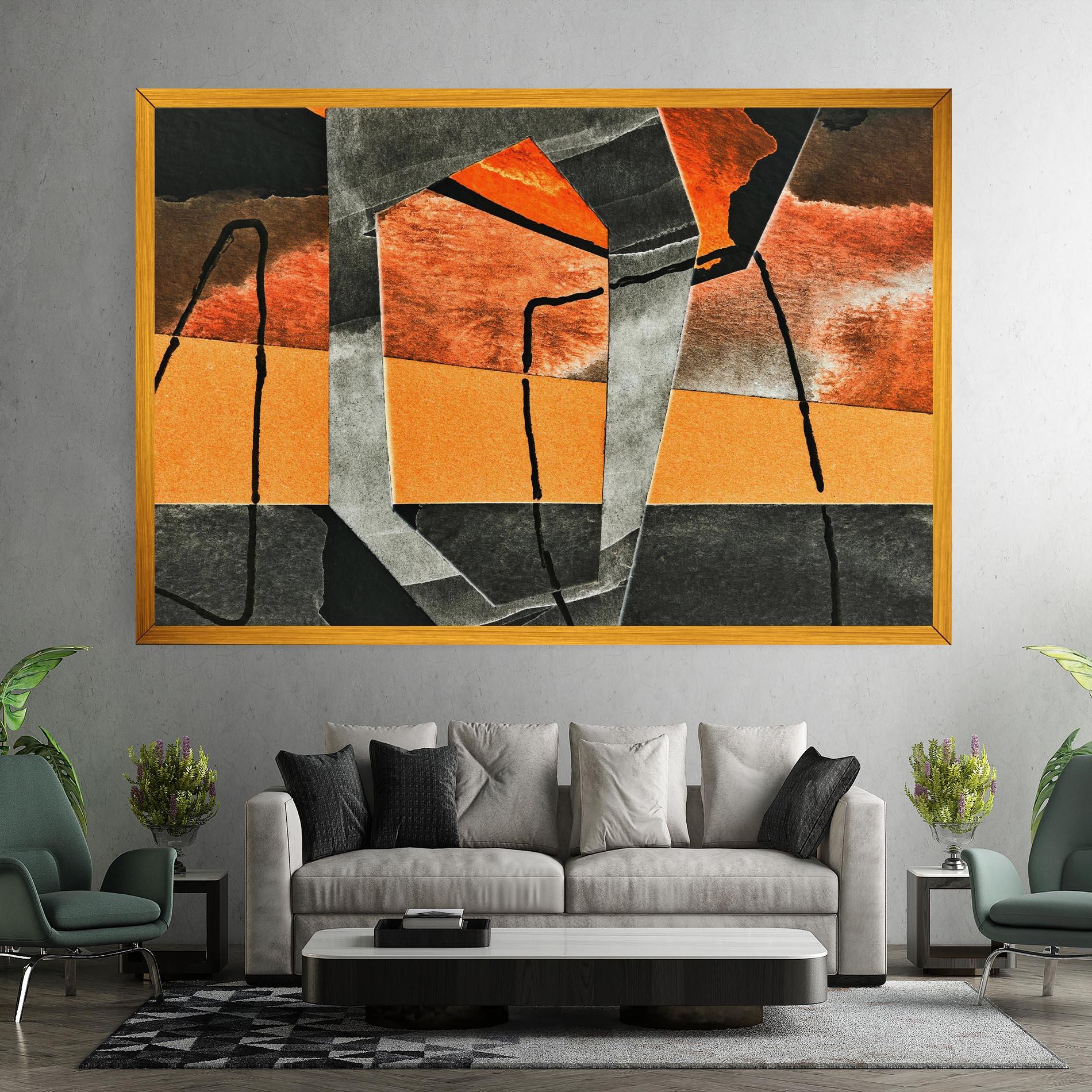 Tablou Canvas Abstract Grey Orange mockup 7