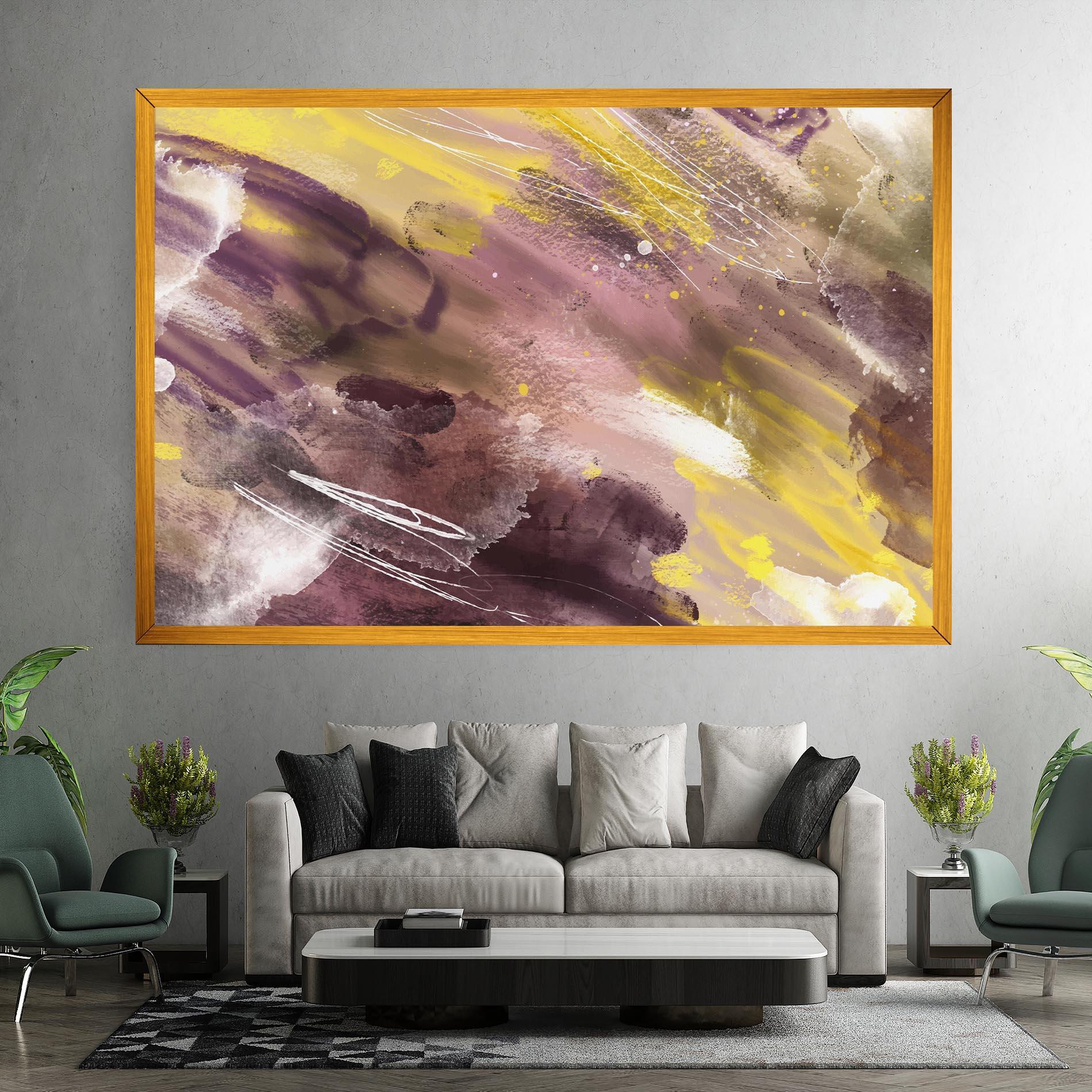 Tablou Canvas Abstract Purple Yellow Art mockup 7