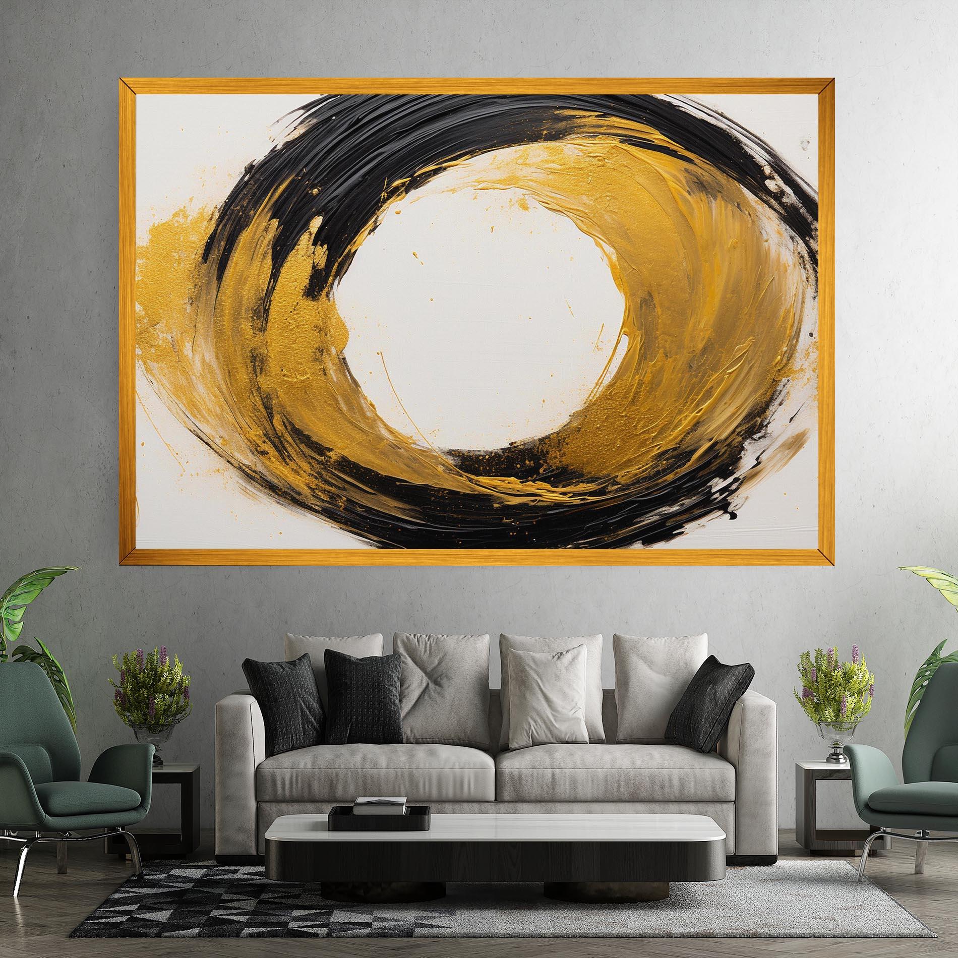 Tablou Canvas Circle From Gold And Black mockup 7