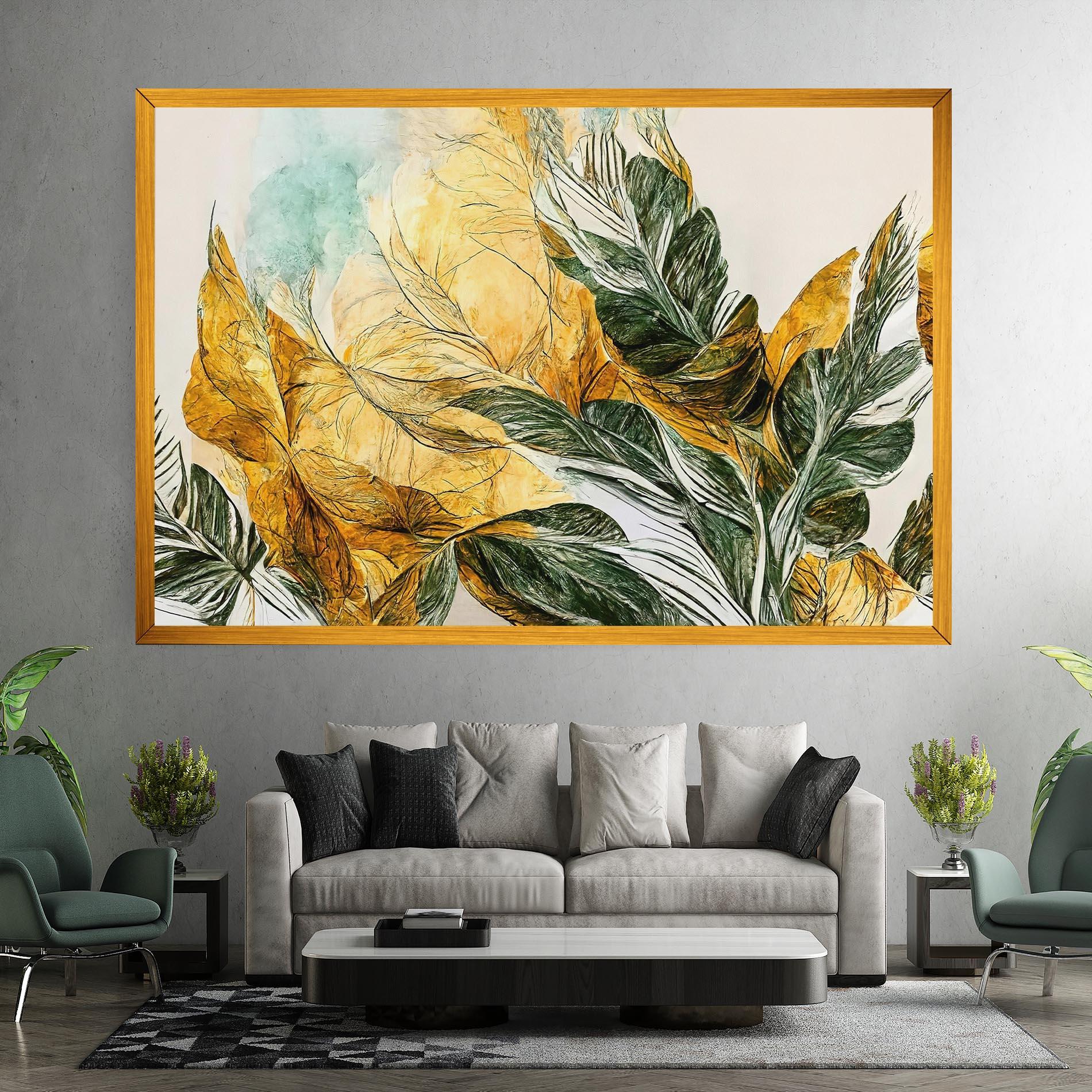 Tablou Canvas Gold And Green Leafes mockup 7
