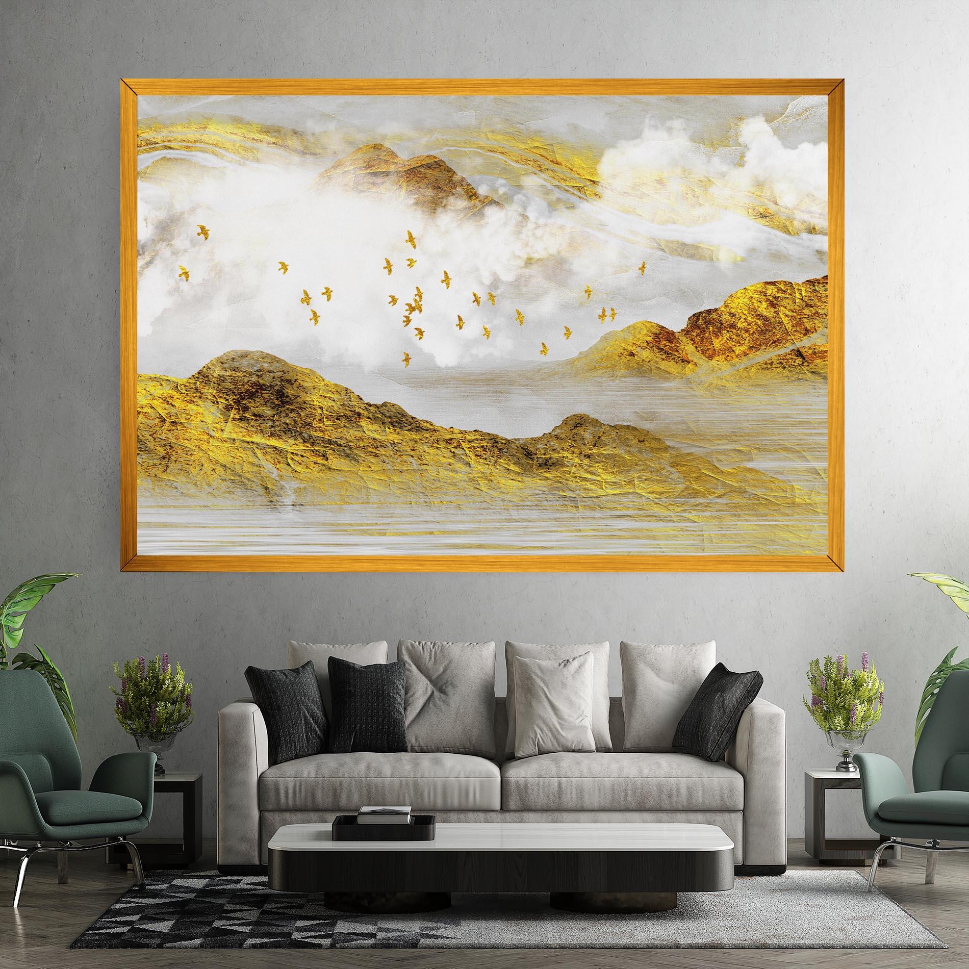 Tablou Canvas Gold Mountains Abstract mockup 7