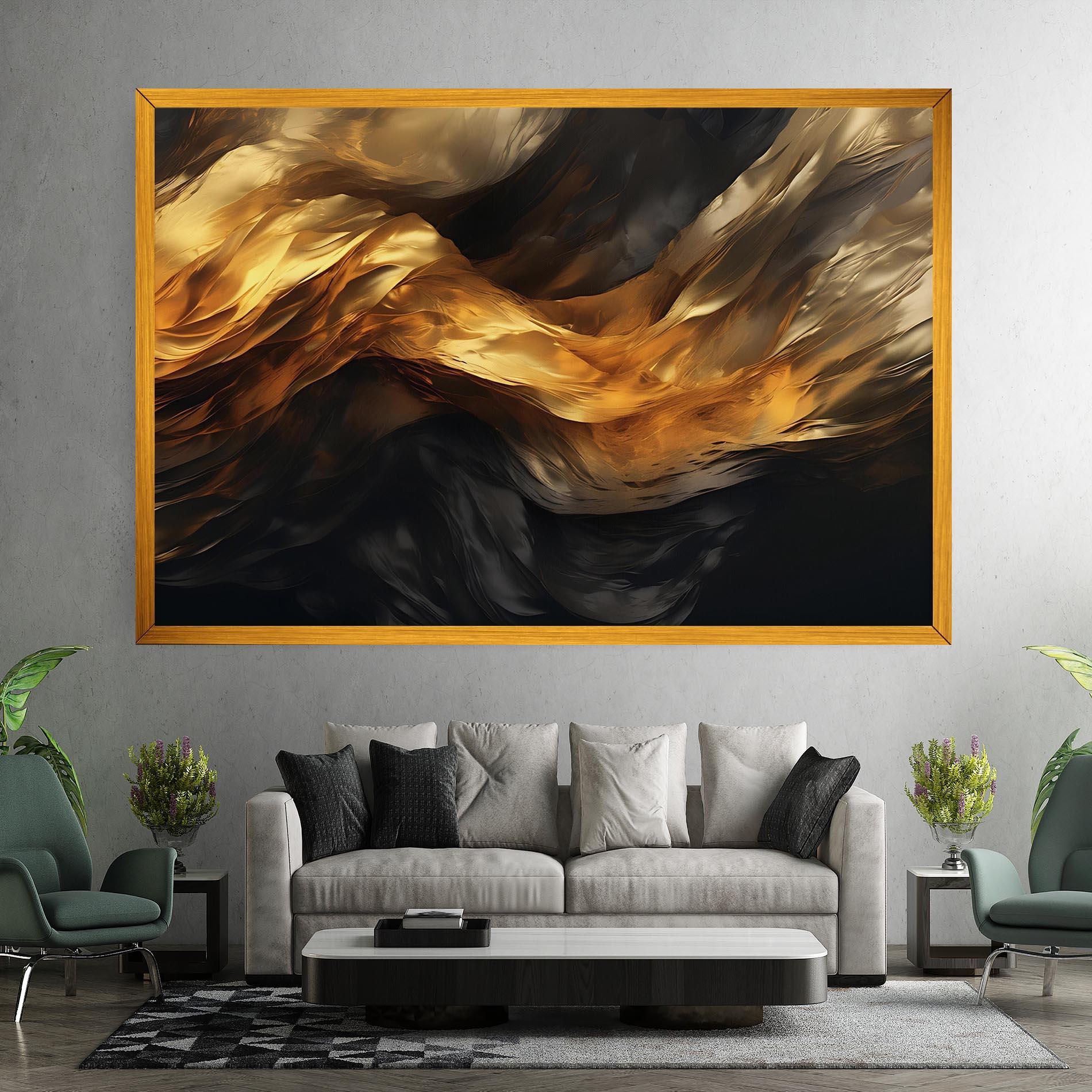 Tablou Canvas Golden Waves With Black mockup 7
