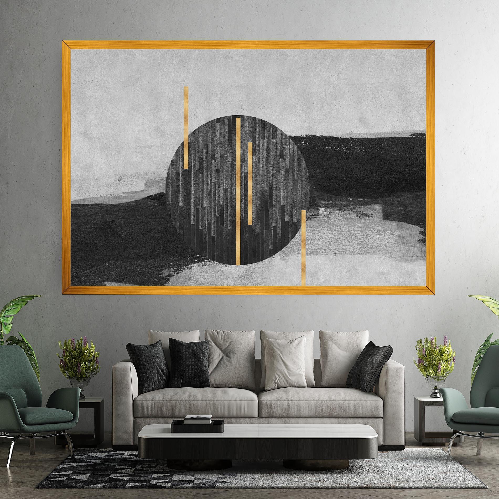 Tablou Canvas Modern Circle With Gold mockup 7