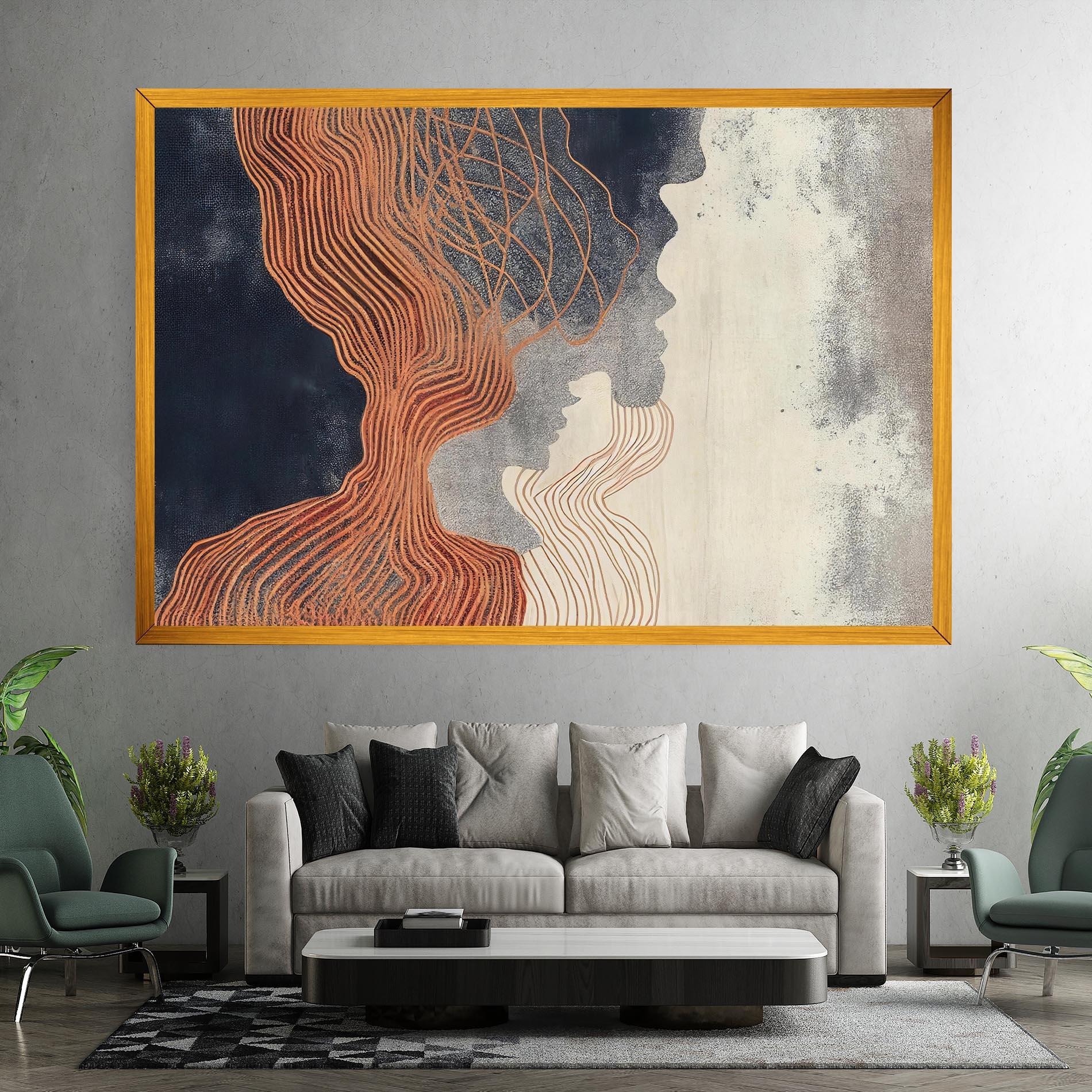 Tablou Canvas Orange Lines On Blue mockup 7