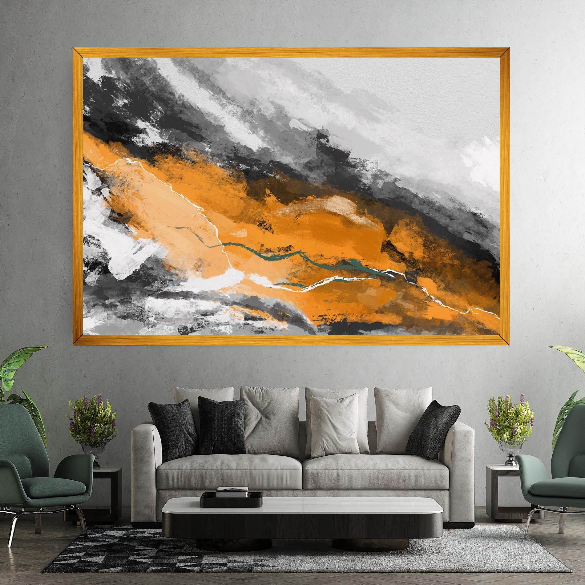Tablou Canvas Orange Painting River mockup 7
