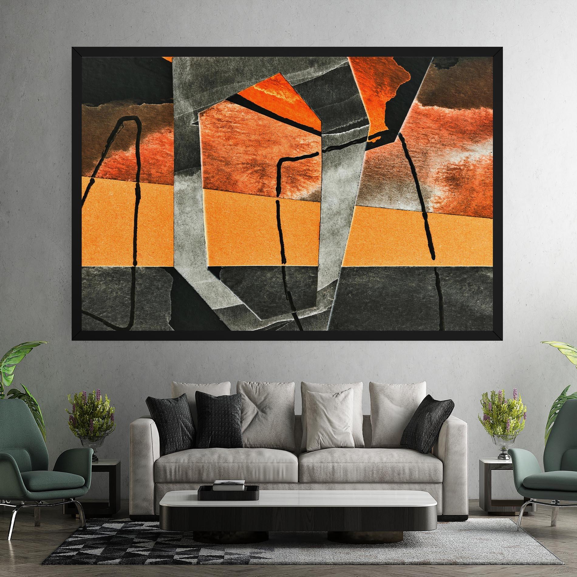 Tablou Canvas Abstract Grey Orange mockup 7