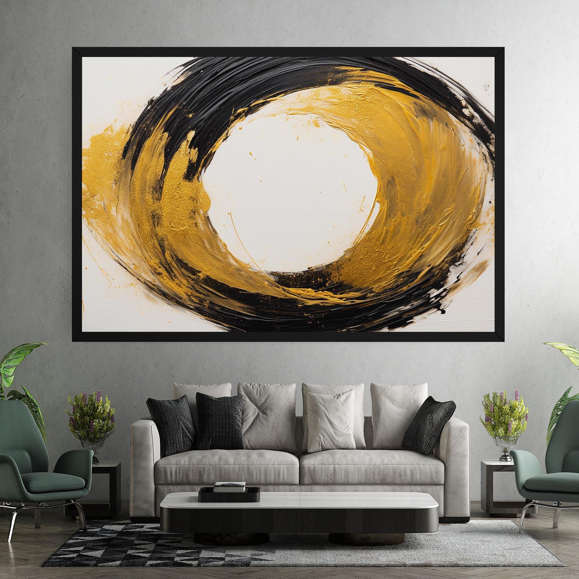 Tablou Canvas Circle From Gold And Black mockup 7