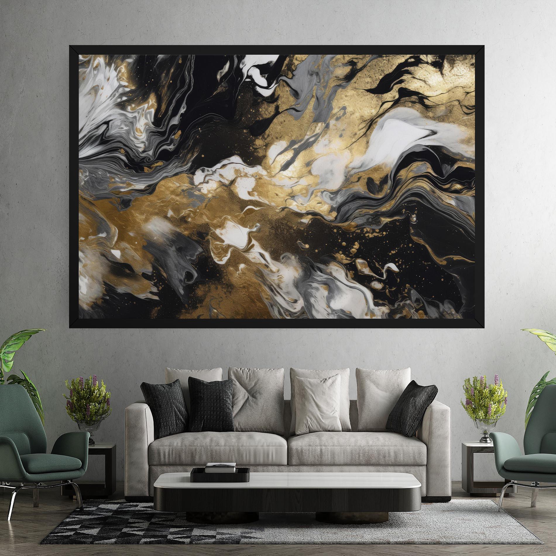 Tablou Canvas Gold Acrylic Fluid mockup 7