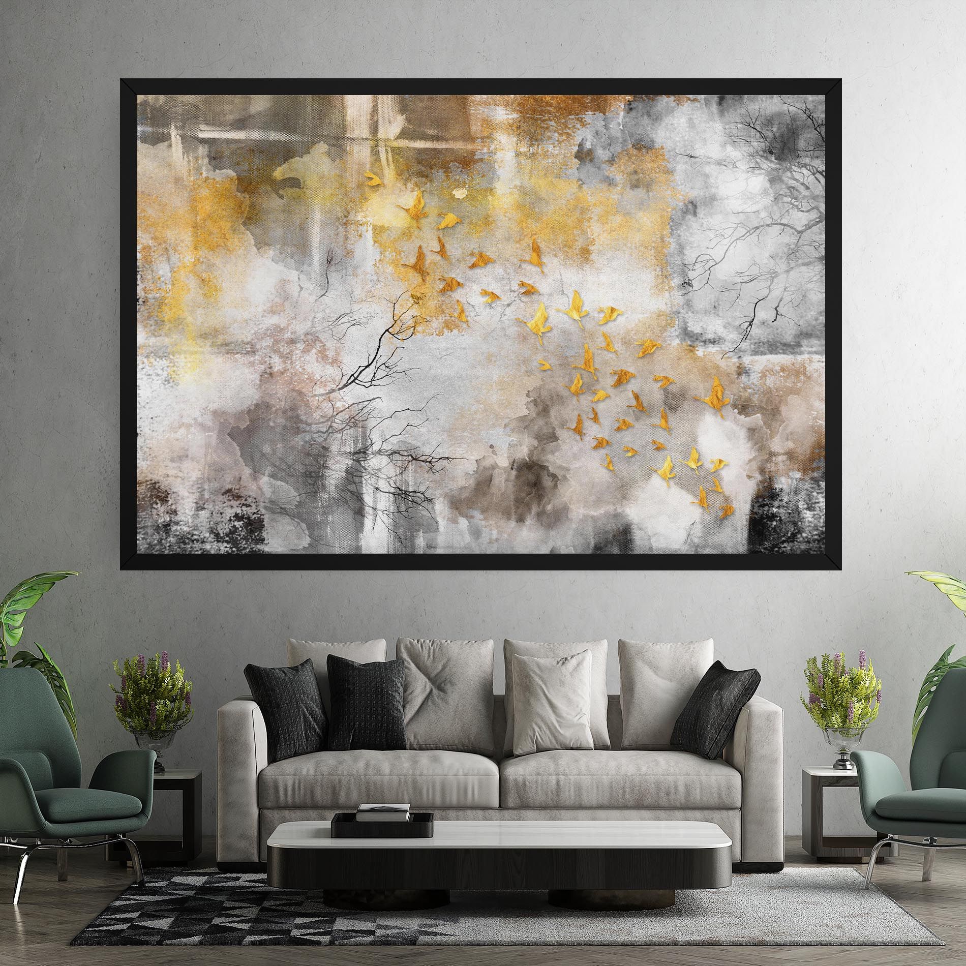 Gold Birds Flying mockup 7