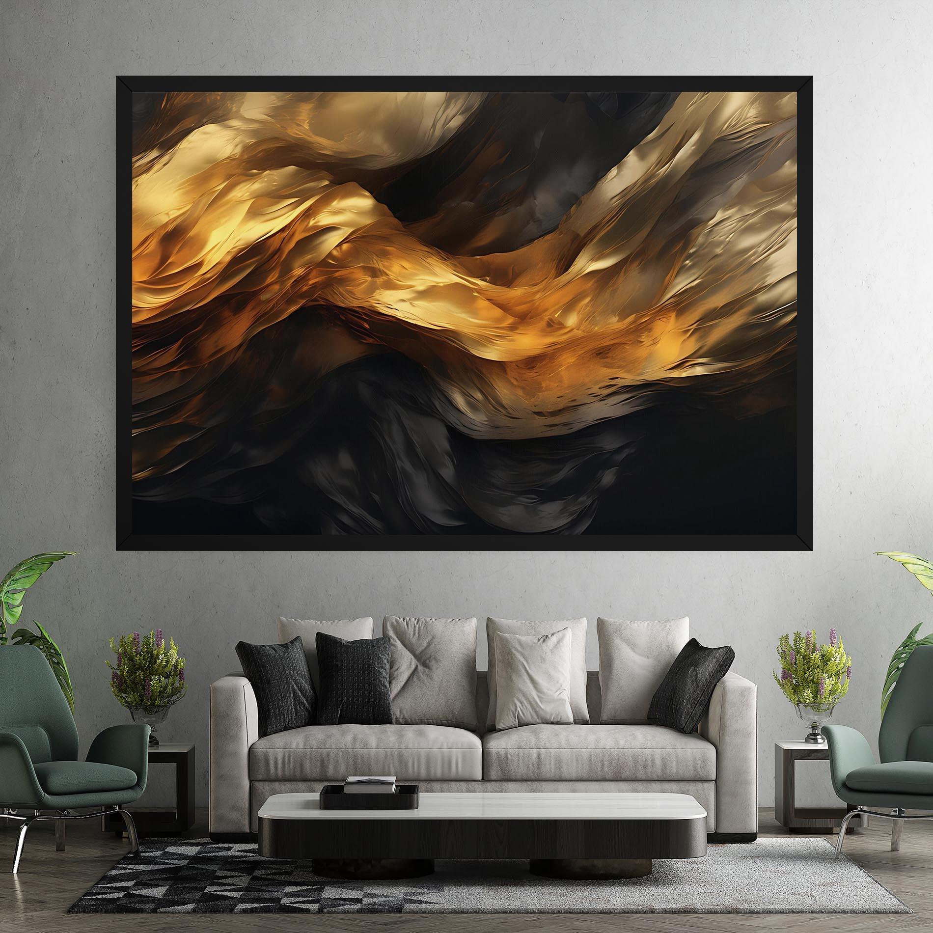 Tablou Canvas Golden Waves With Black mockup 7