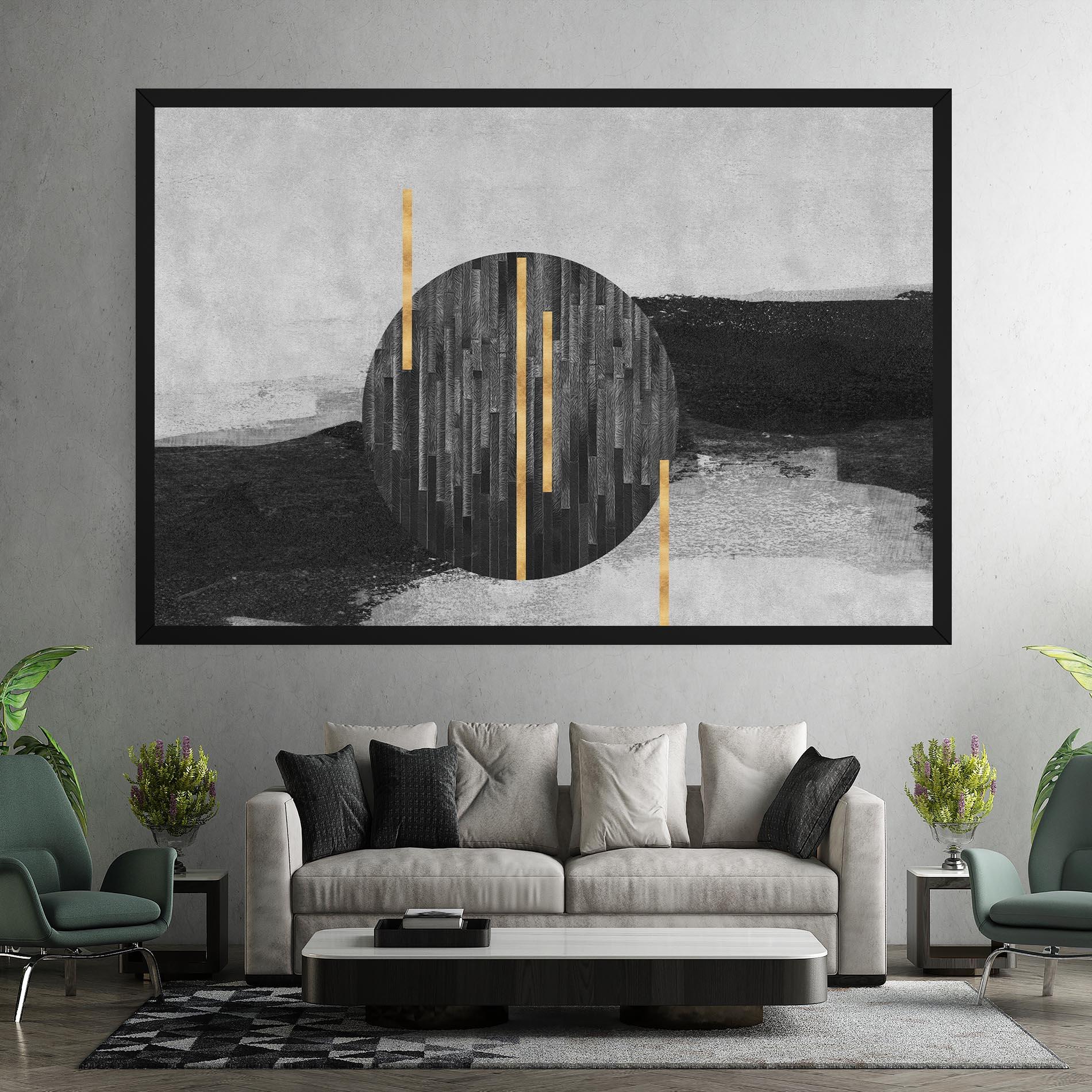 Tablou Canvas Modern Circle With Gold mockup 7