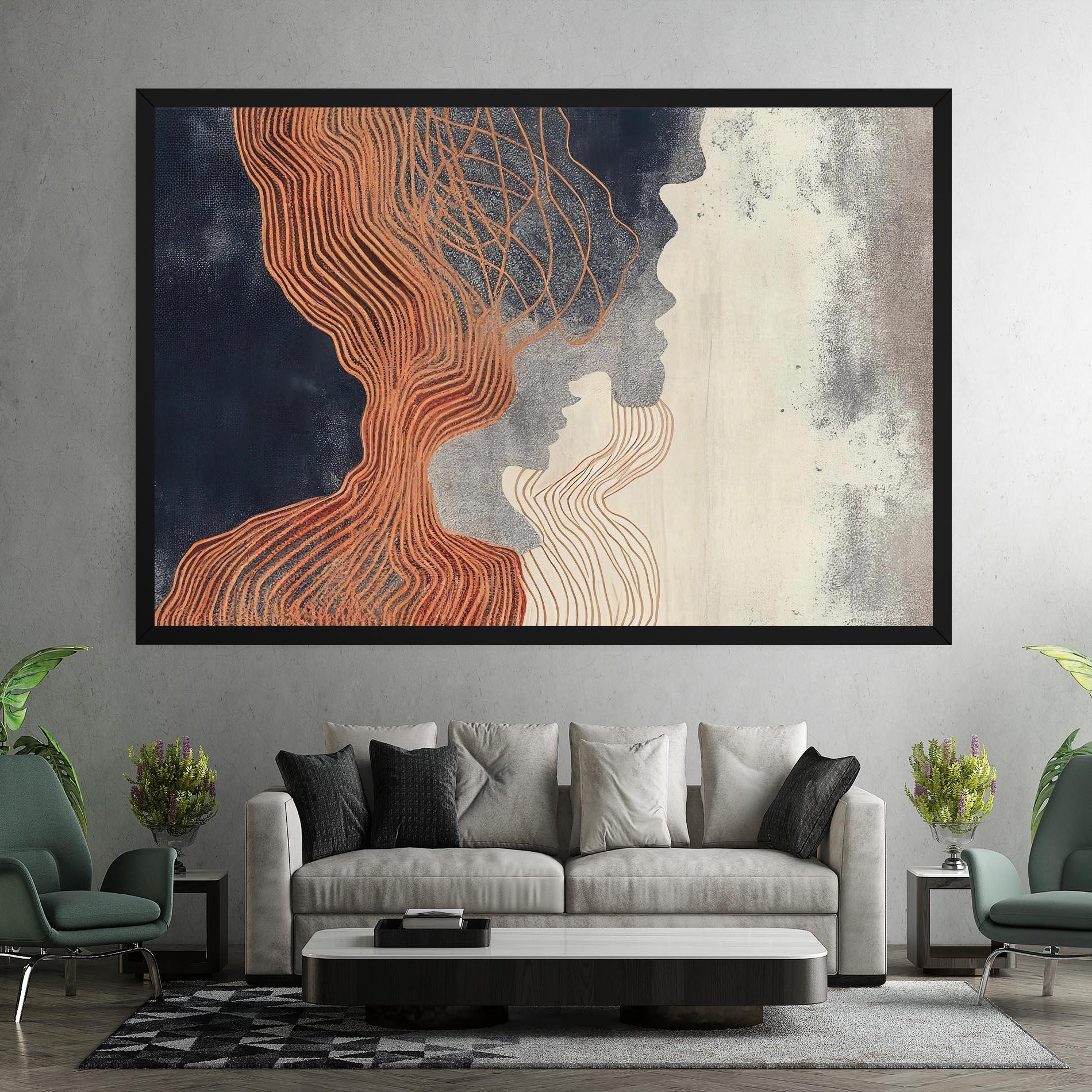 Tablou Canvas Orange Lines On Blue mockup 7
